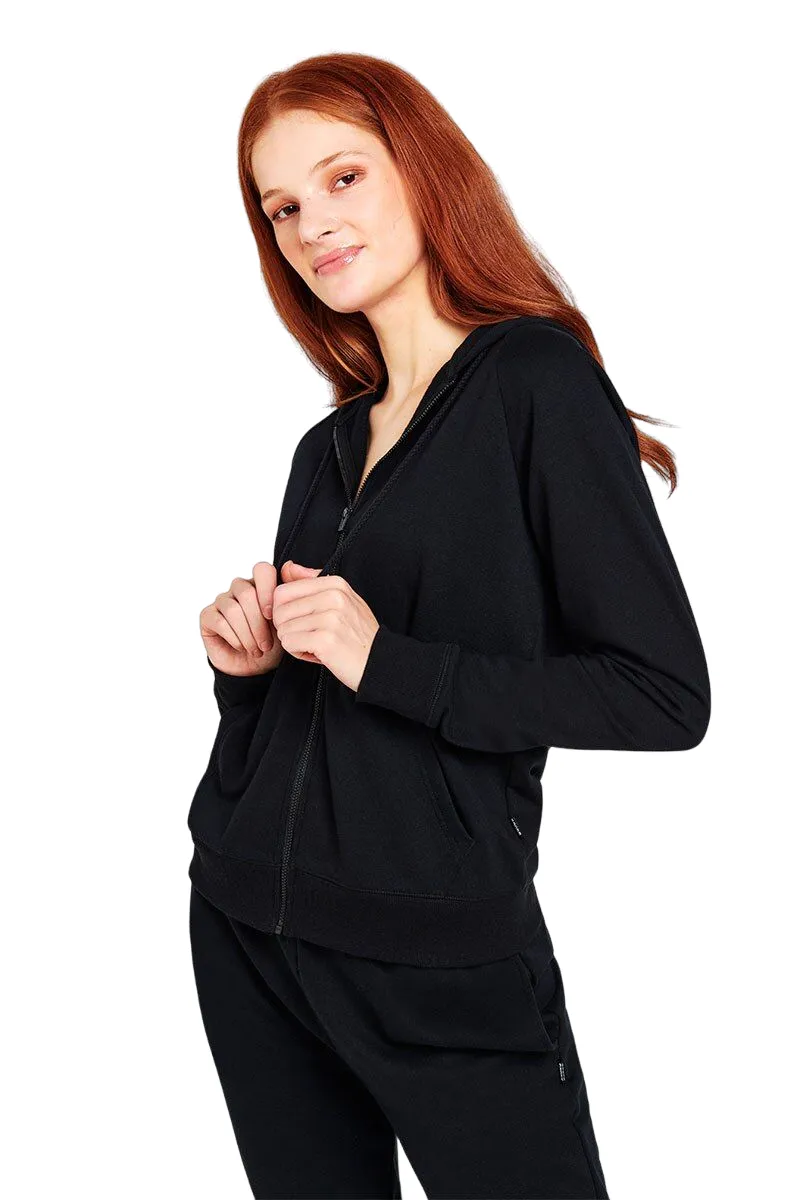 3 x Bonds Womens Essential Zip Hoodie Pullover Cotton Black