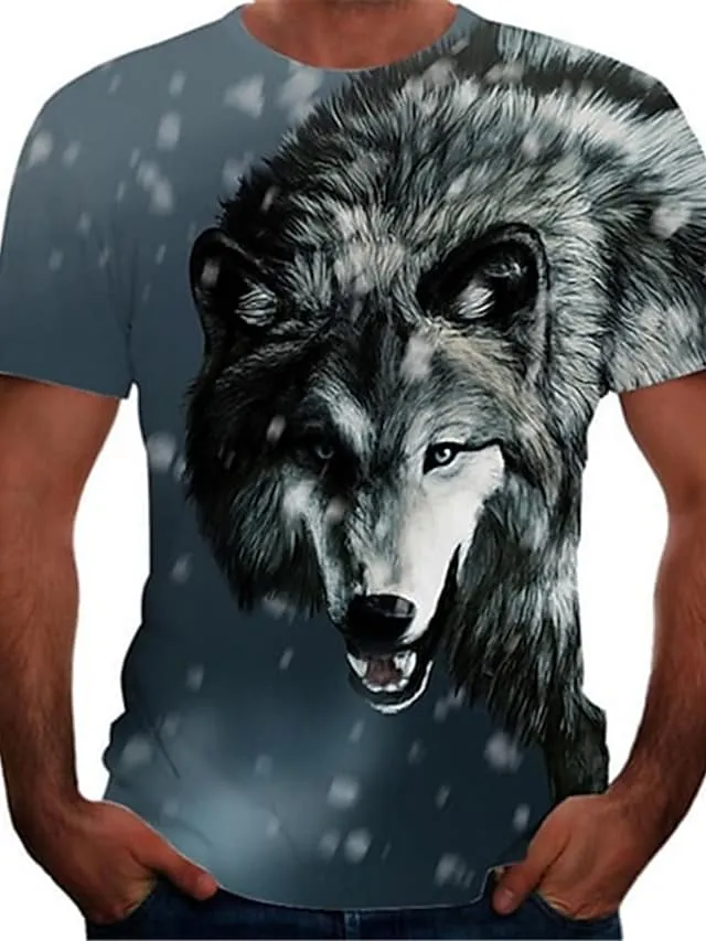 3D Graphic Wolf Animal Street Causal Short Sleeve Anime Active Shirts