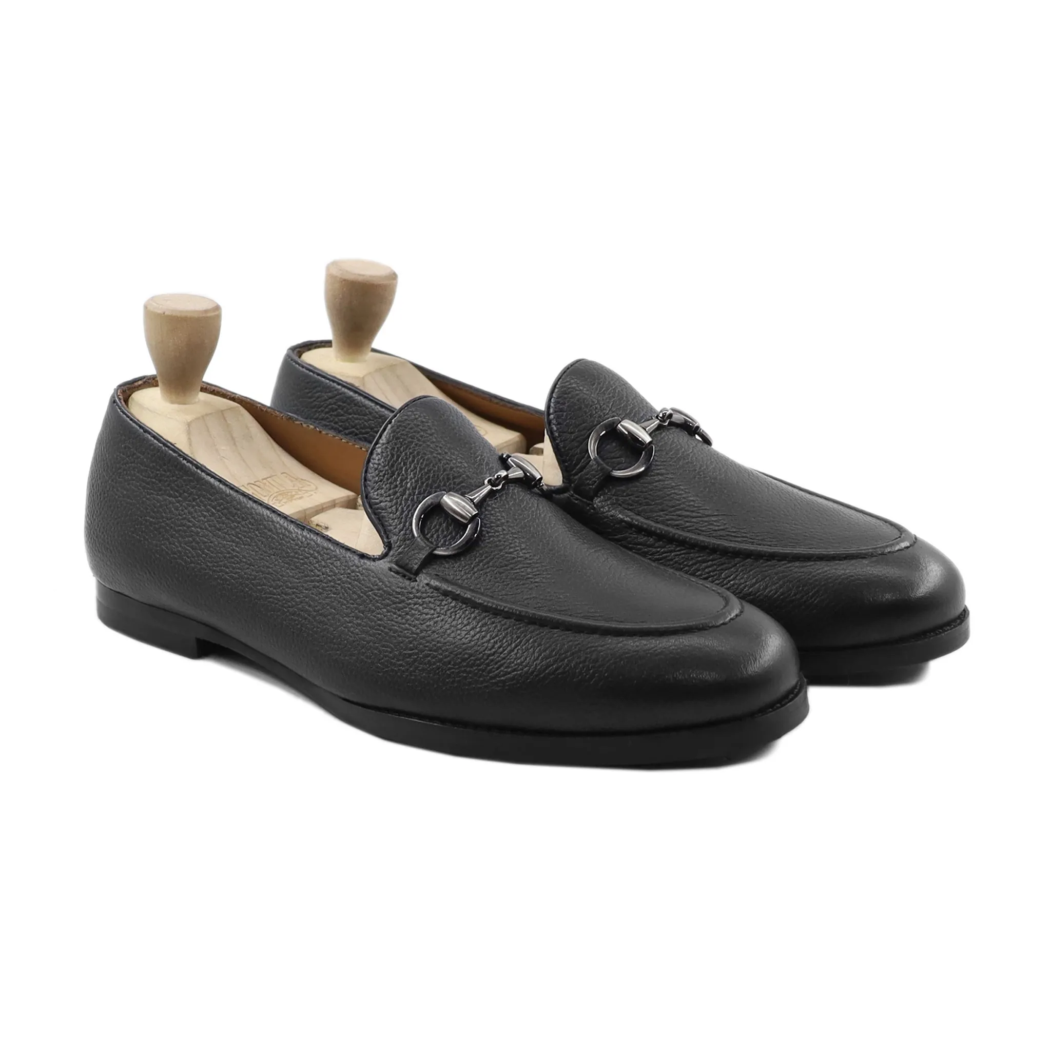 Akihiko - Men's Black Pebble Grain Leather Loafer