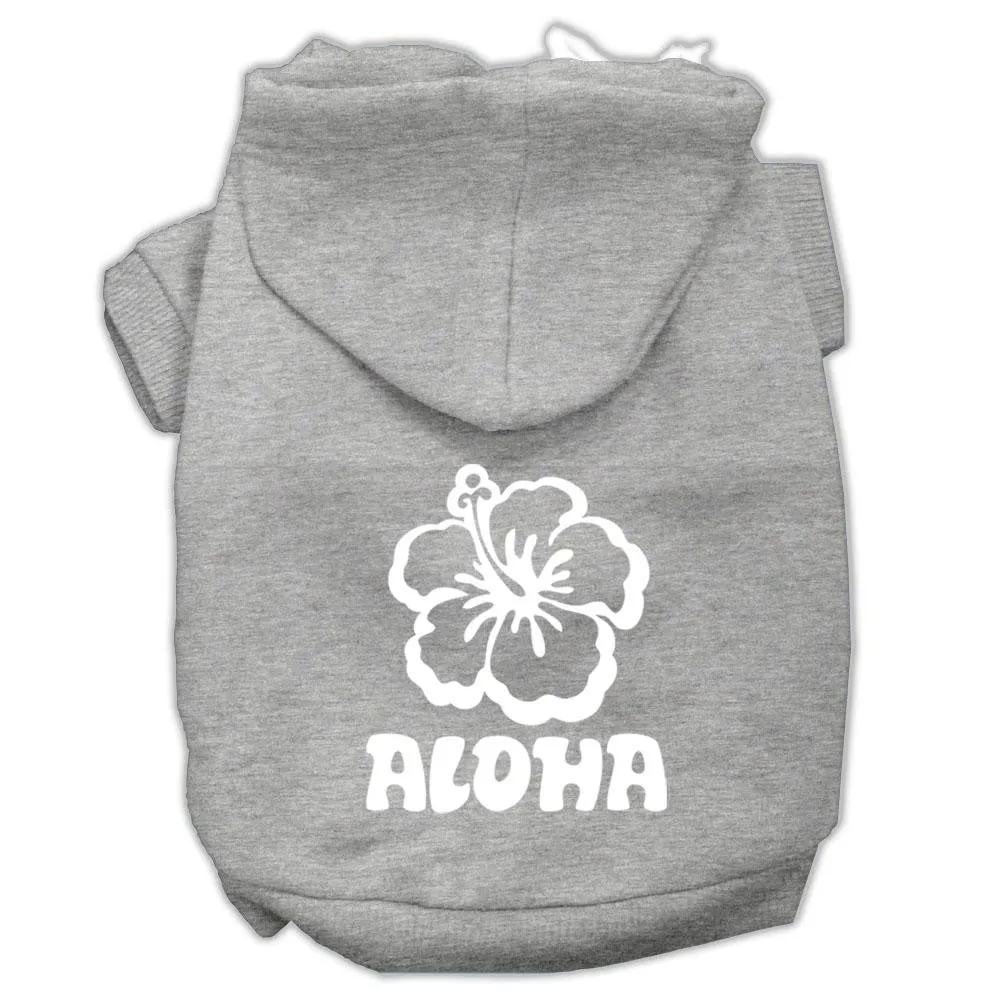 Aloha Flower Screen Print Pet Hoodies Grey Size XXL (18)