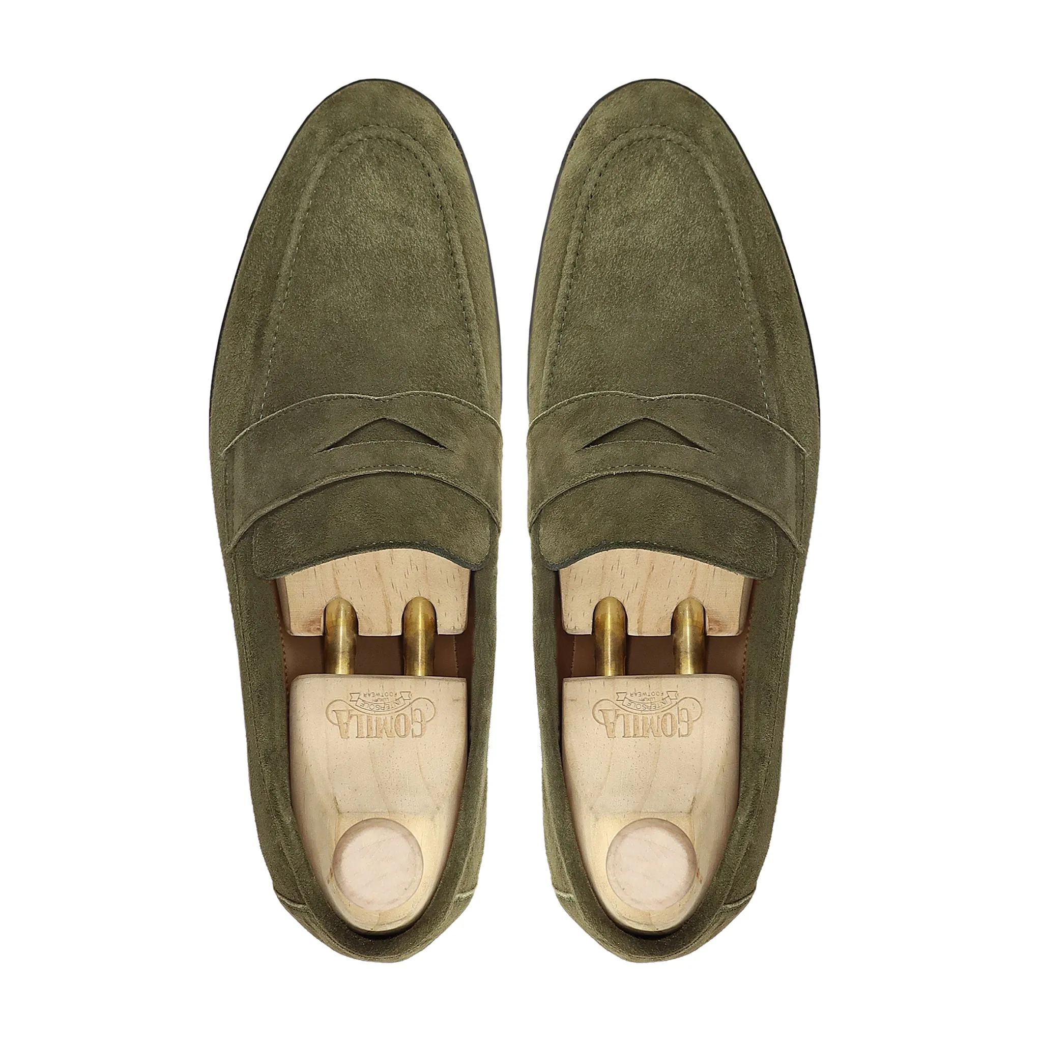 Alonzo - Men's Olive Green Kid Suede Loafer