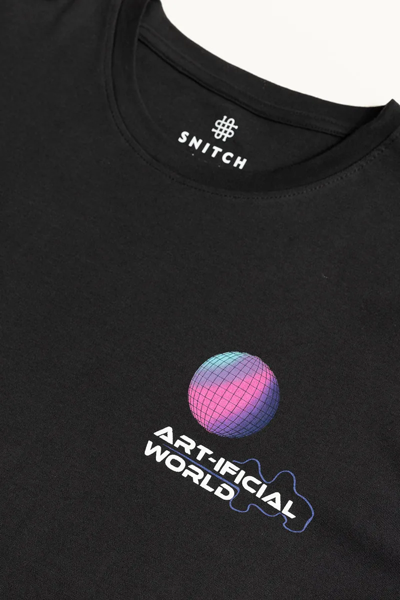 Artificial World Black Oversized T-Shirt