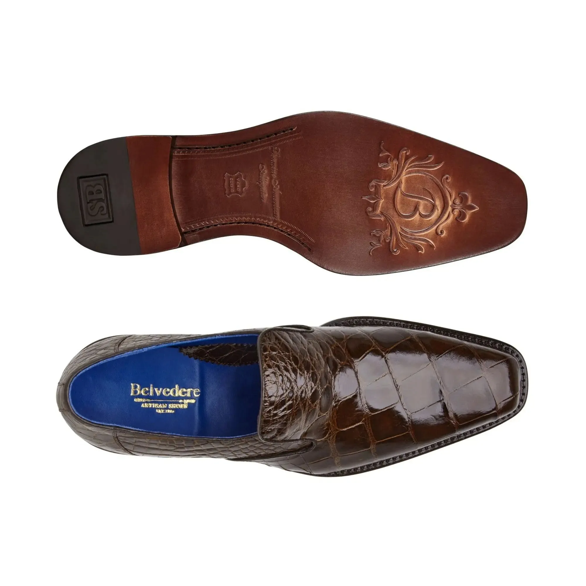 Belvedere Genova in Chocolate Brown Genuine American Alligator Loafers