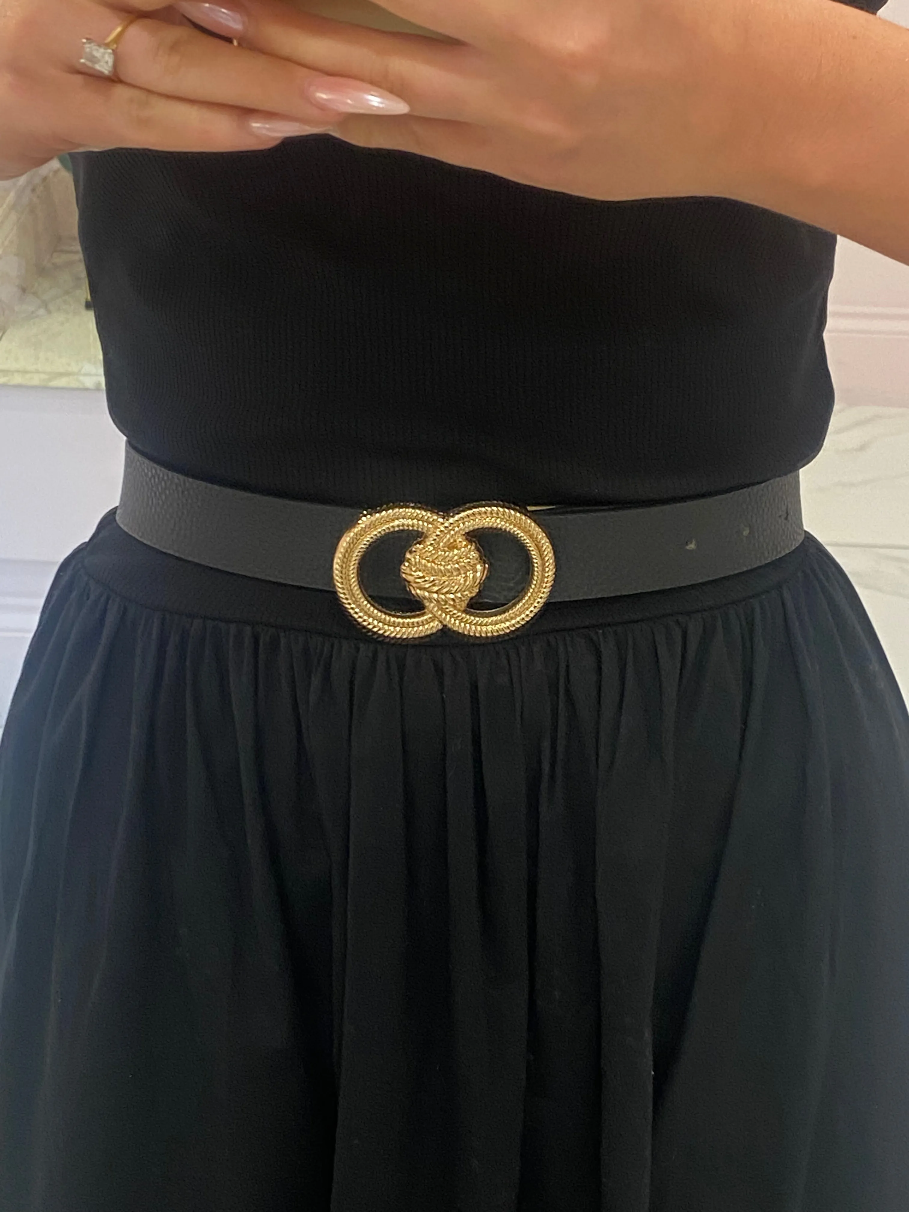 Black Belt With Gold Double Buckle