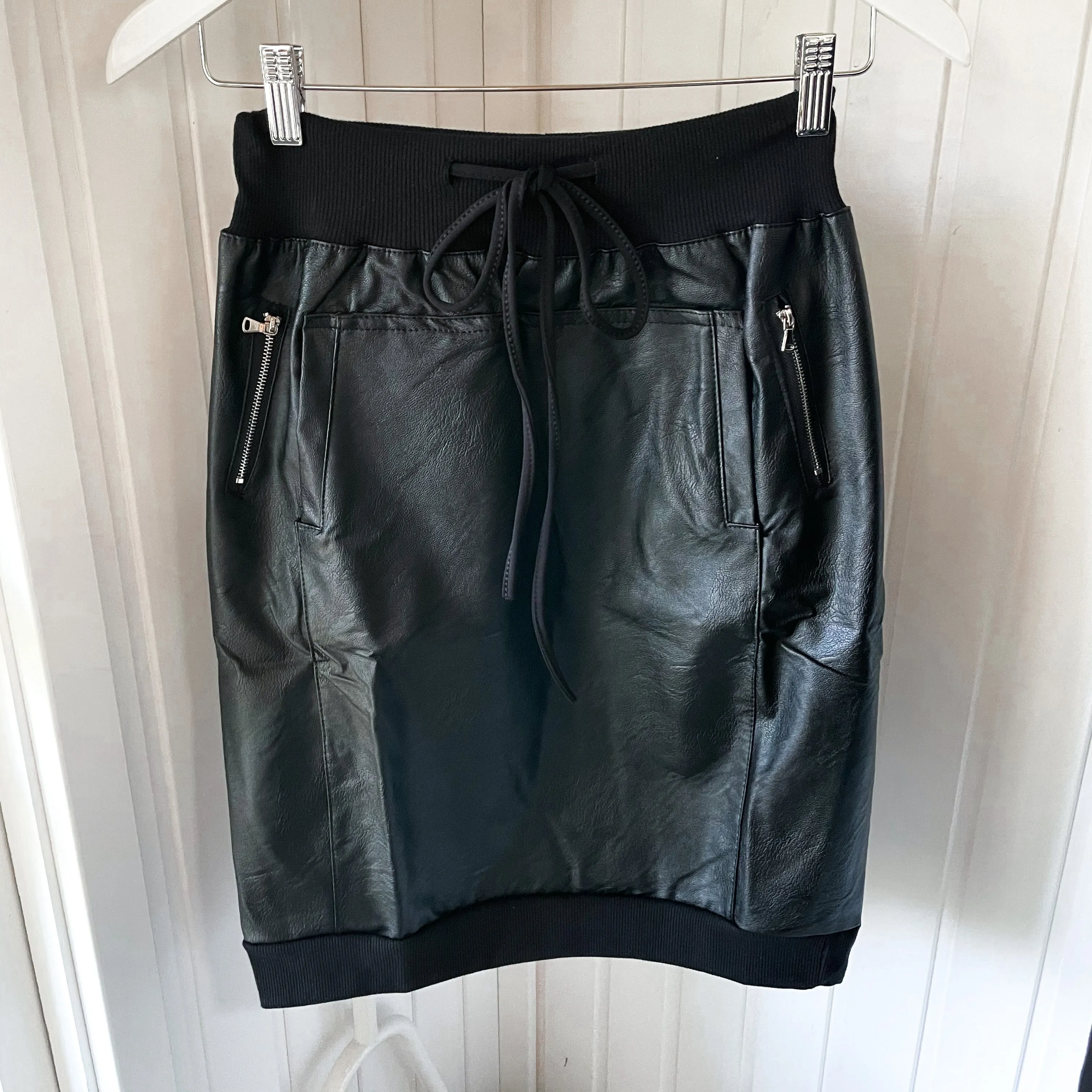 Black full faux leather black  ULTIMATE jogger skirt