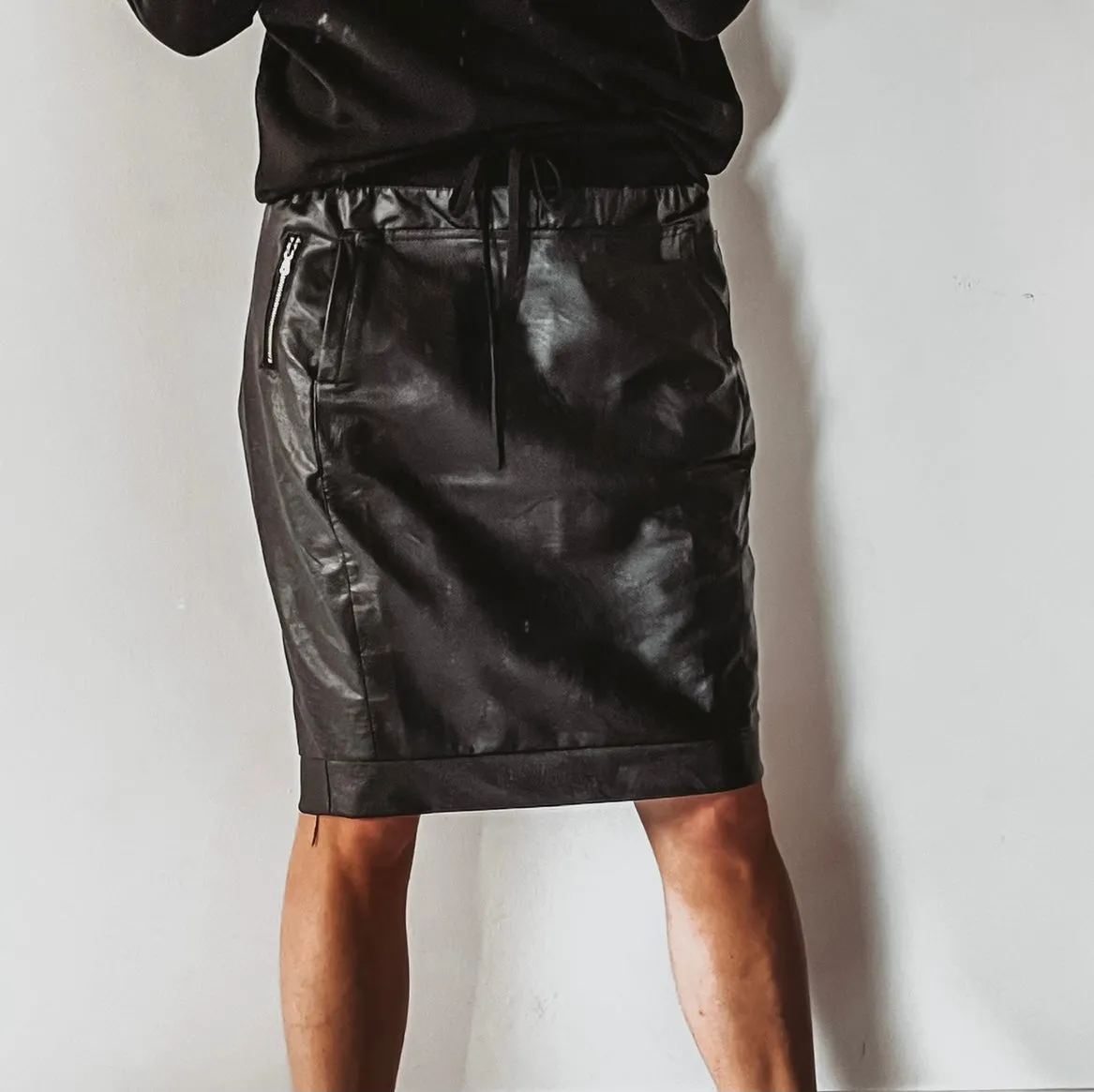 Black full faux leather black  ULTIMATE jogger skirt