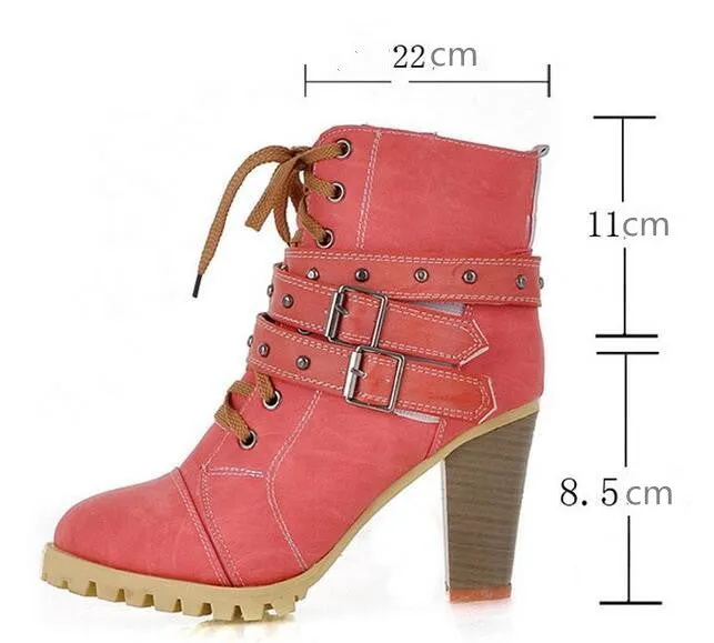 City Girl Chunky Heel Lace-Up & Strap Boots