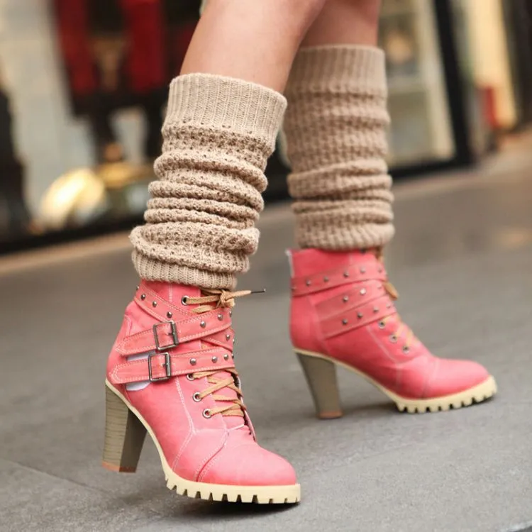 City Girl Chunky Heel Lace-Up & Strap Boots