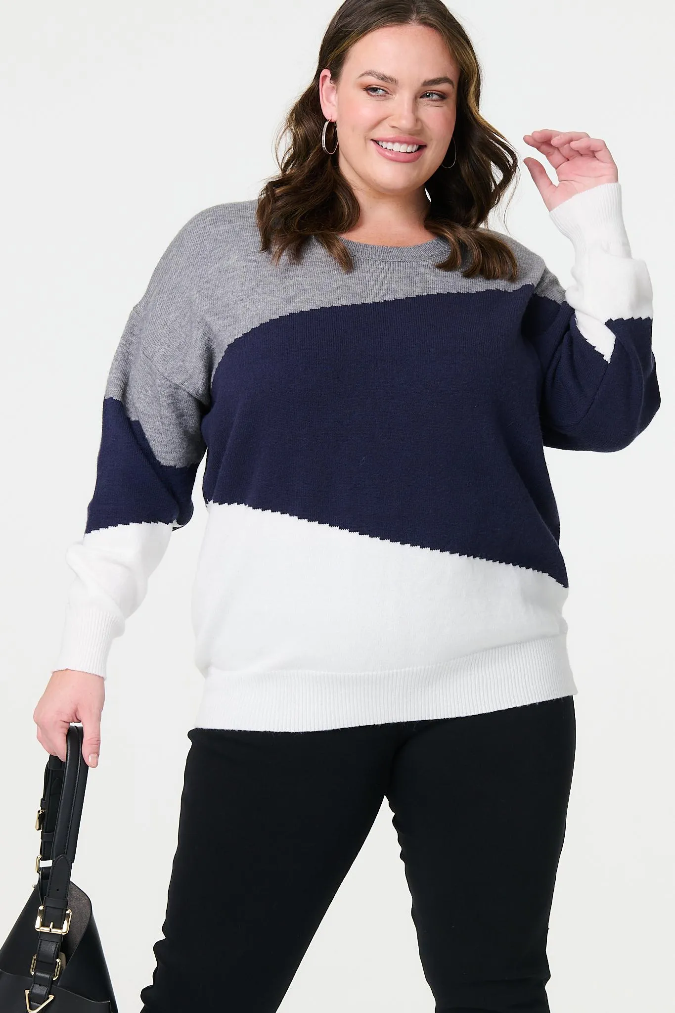 Colour Block Relaxed Knit Sweater