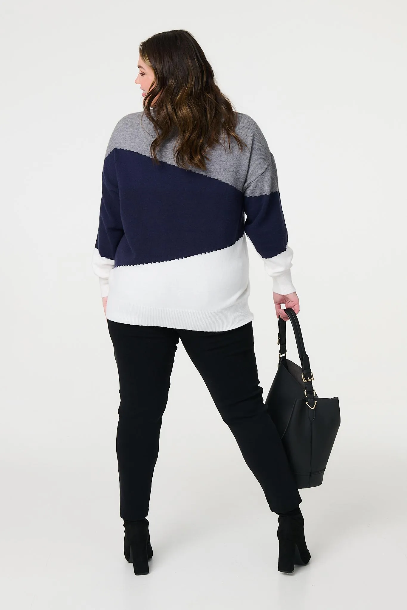 Colour Block Relaxed Knit Sweater