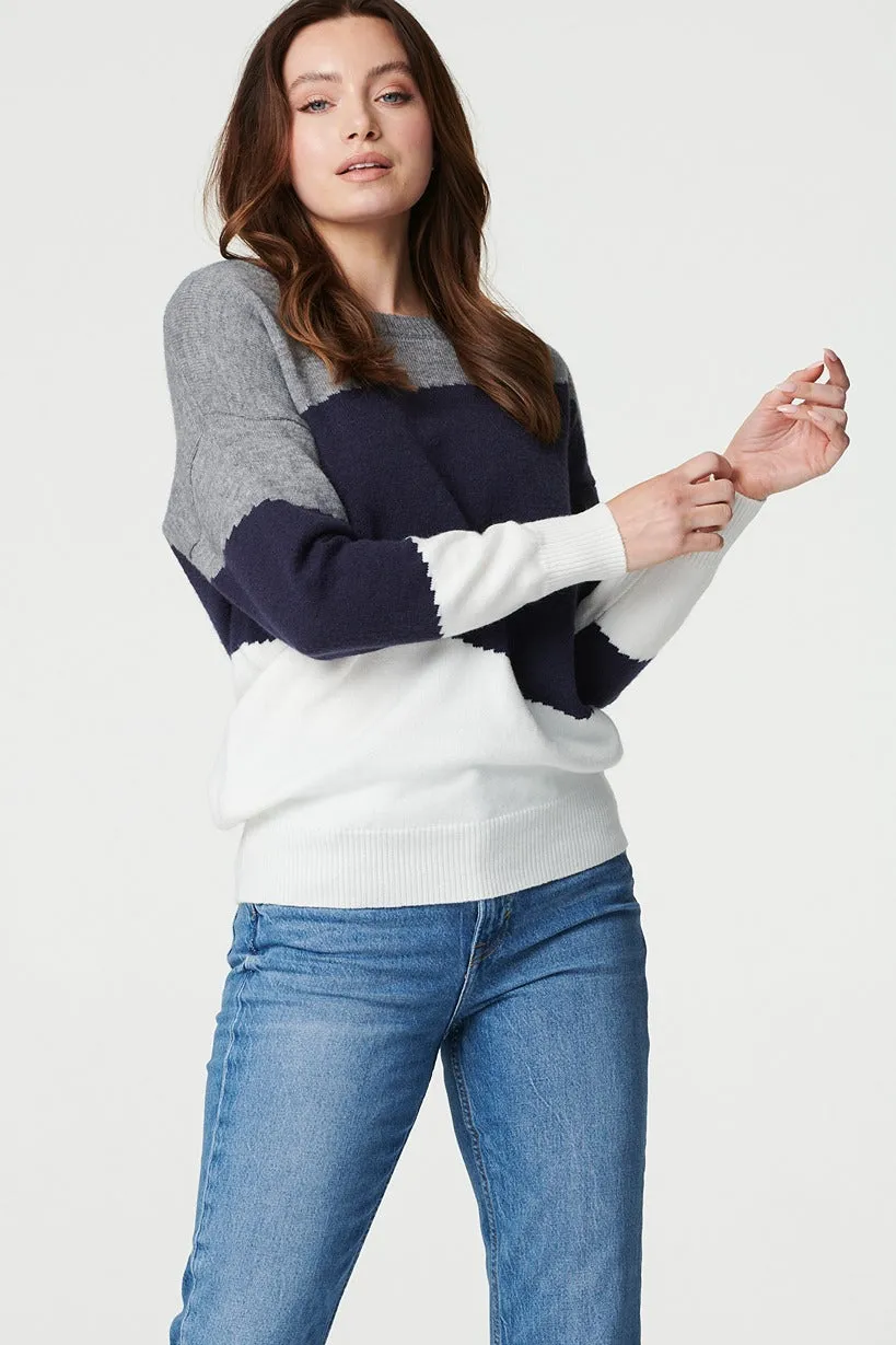 Colour Block Relaxed Knit Sweater