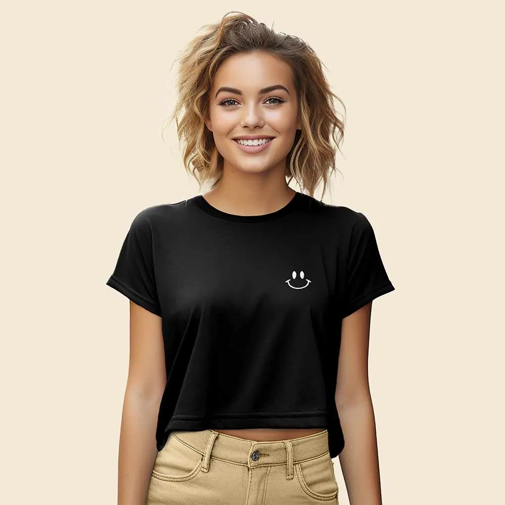 Dalix Smile Face Relaxed Cropped Tee