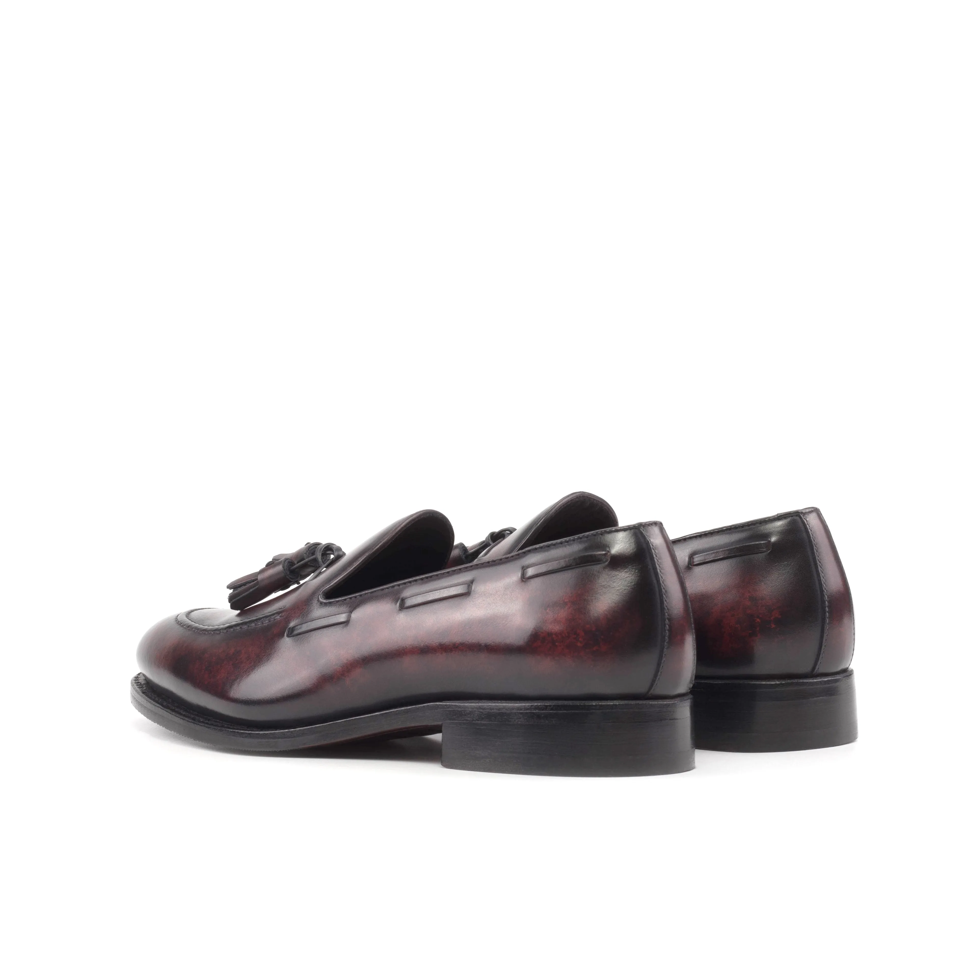 DapperFam Luciano in Burgundy Men's Hand-Painted Patina Loafer