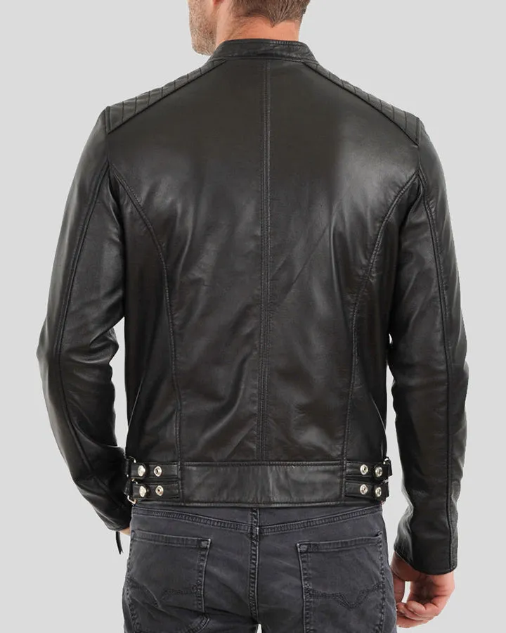 Fraser Black Biker Leather Jacket