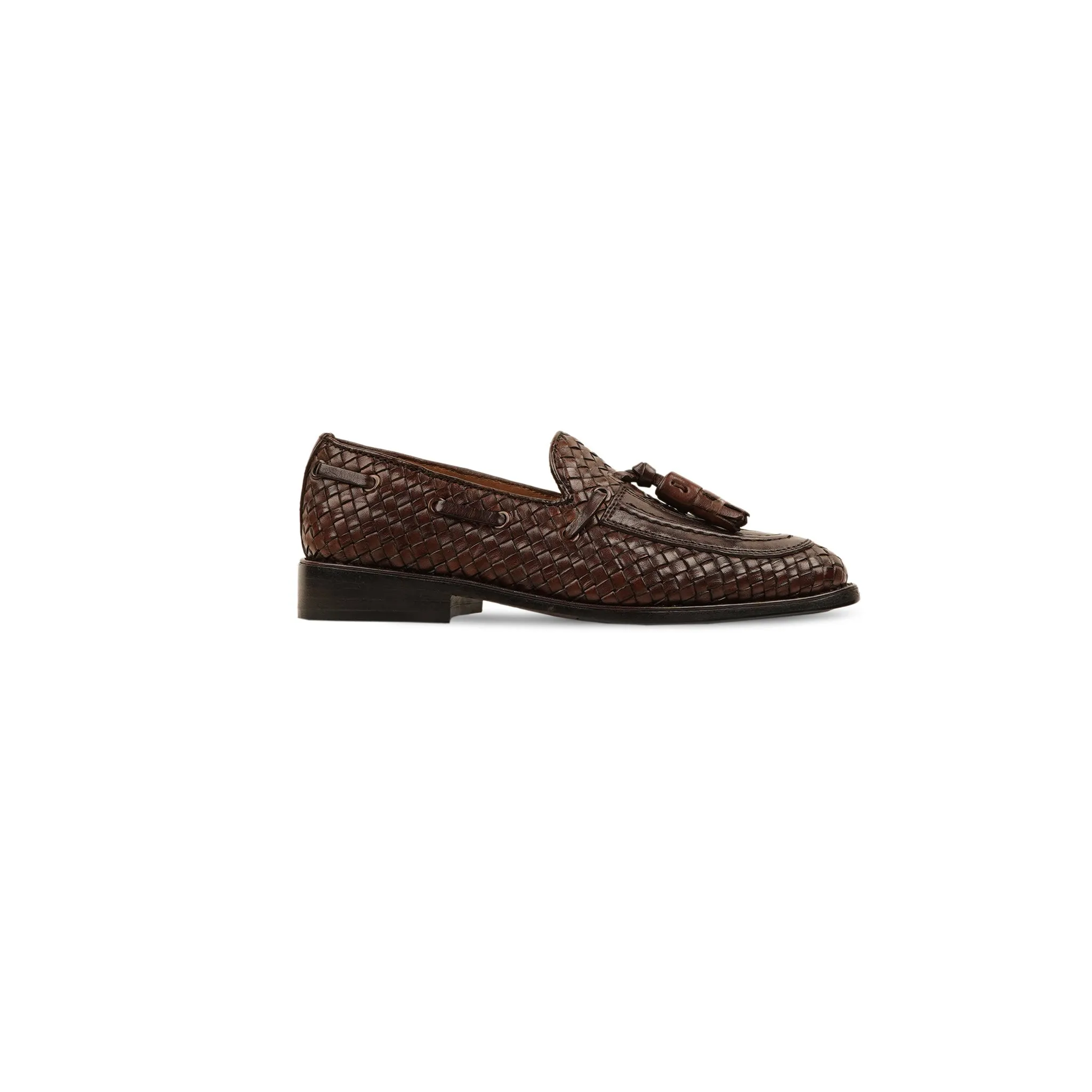 Gattuso - Kid's Dark Brown Hand Woven Calf Leather Loafer (5-12 Years Old)