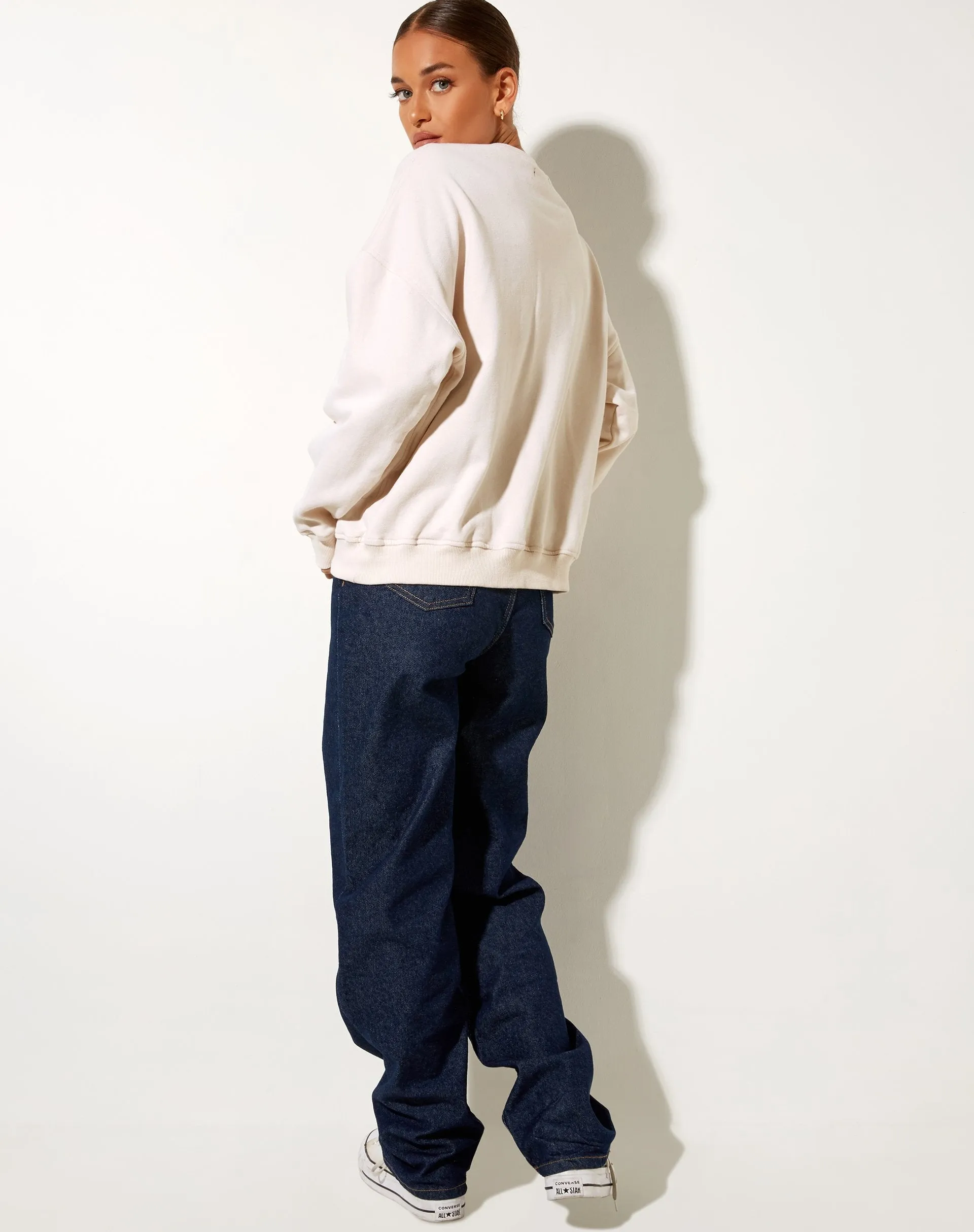 Glan Sweatshirt in Winter White M Classics Mix Embro