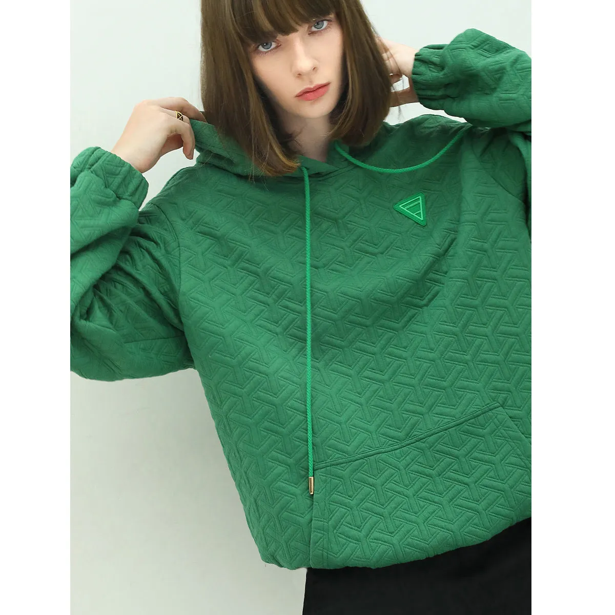 Green Quilted Hoodie