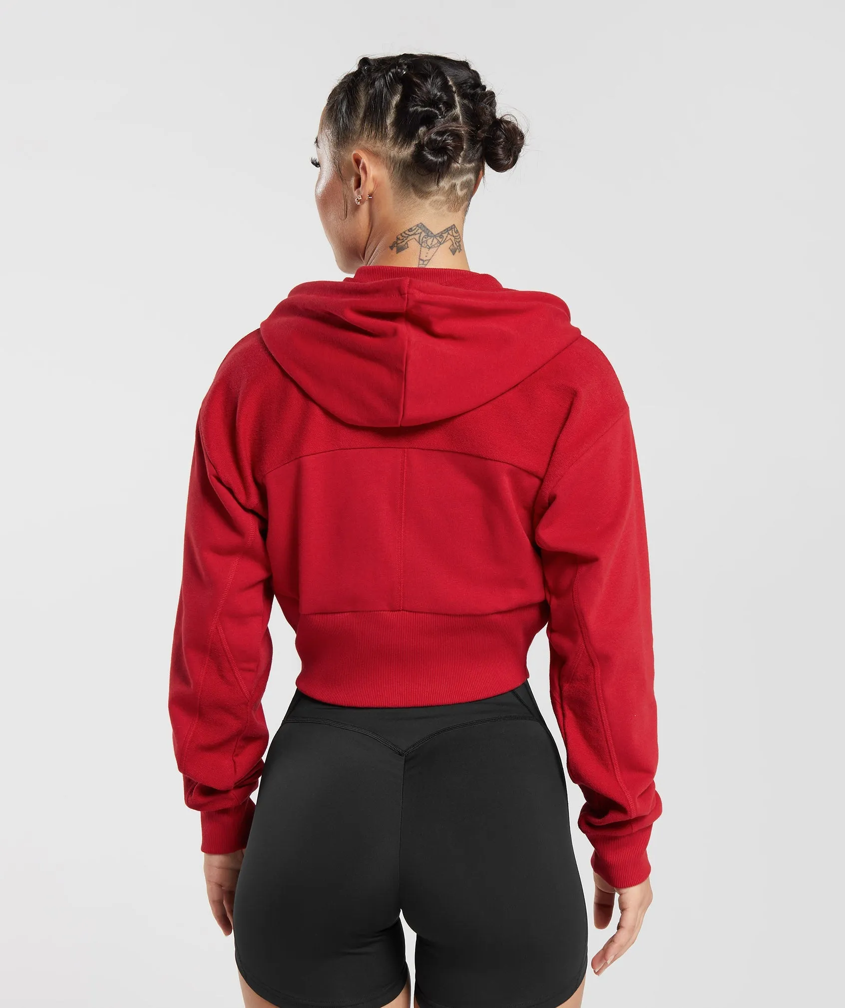 GS Power Crop Zip Hoodie - Carmine Red