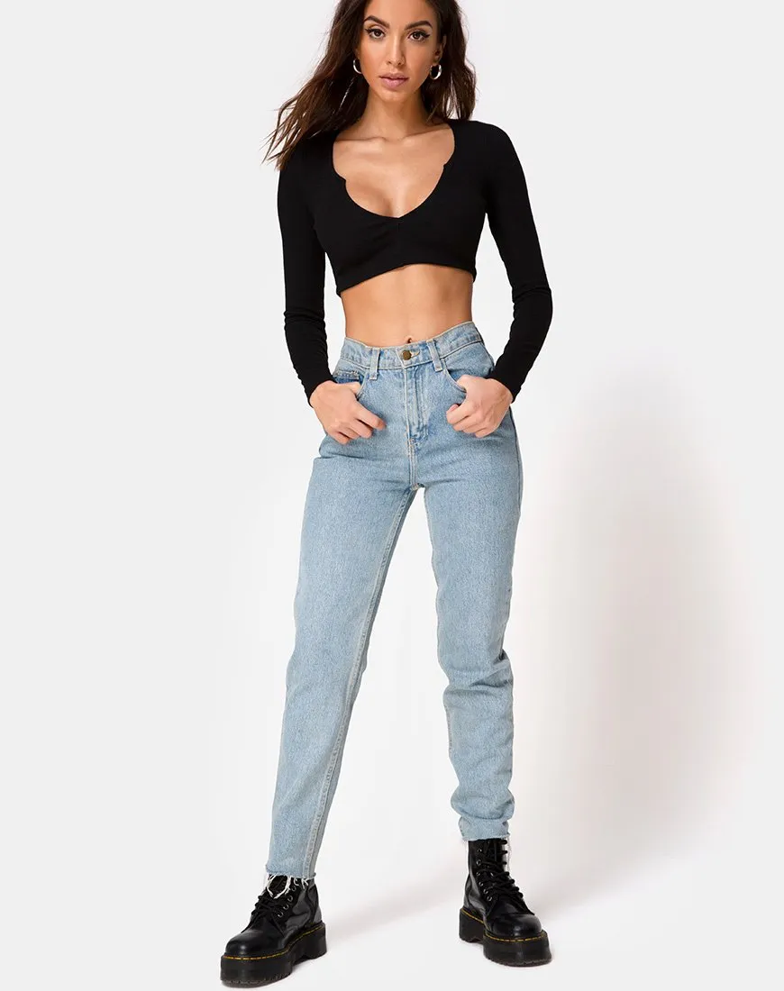 Guan Crop Top in Rib Black