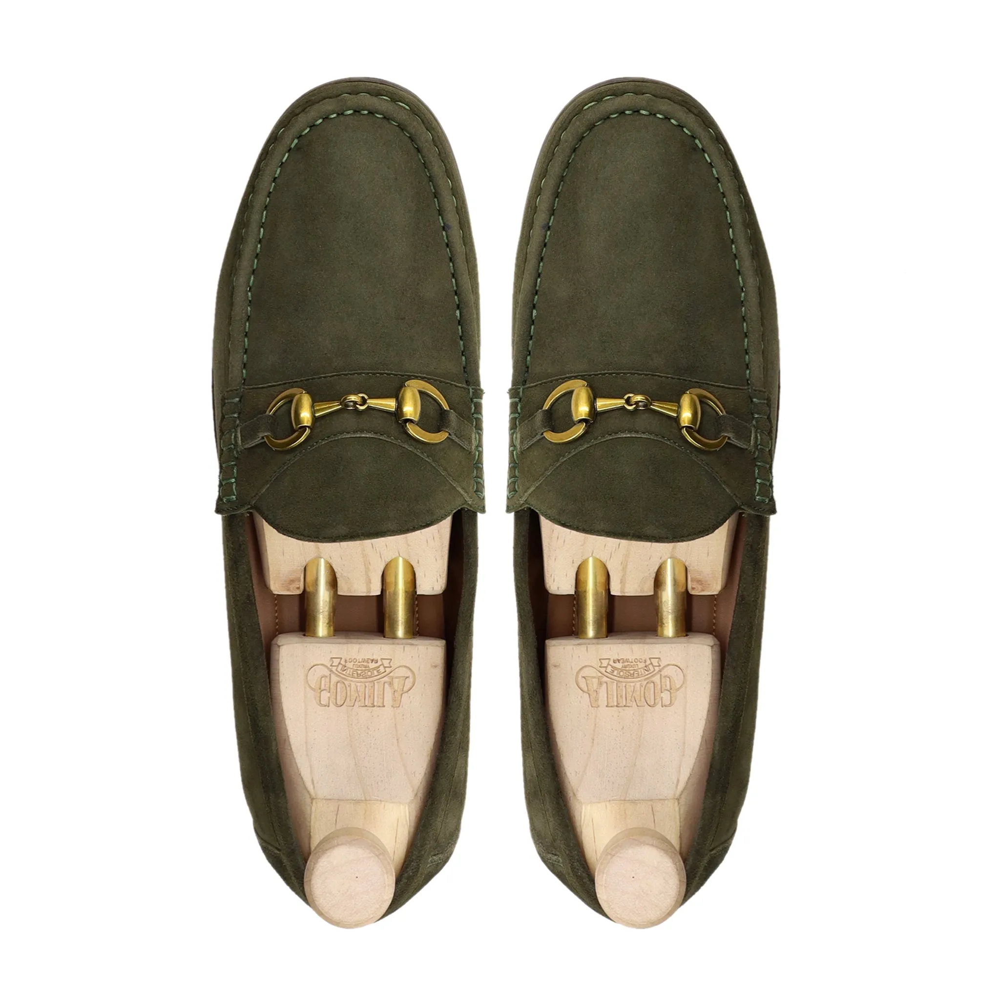 Gulbene - Men's Olive Green Kid Suede Loafer