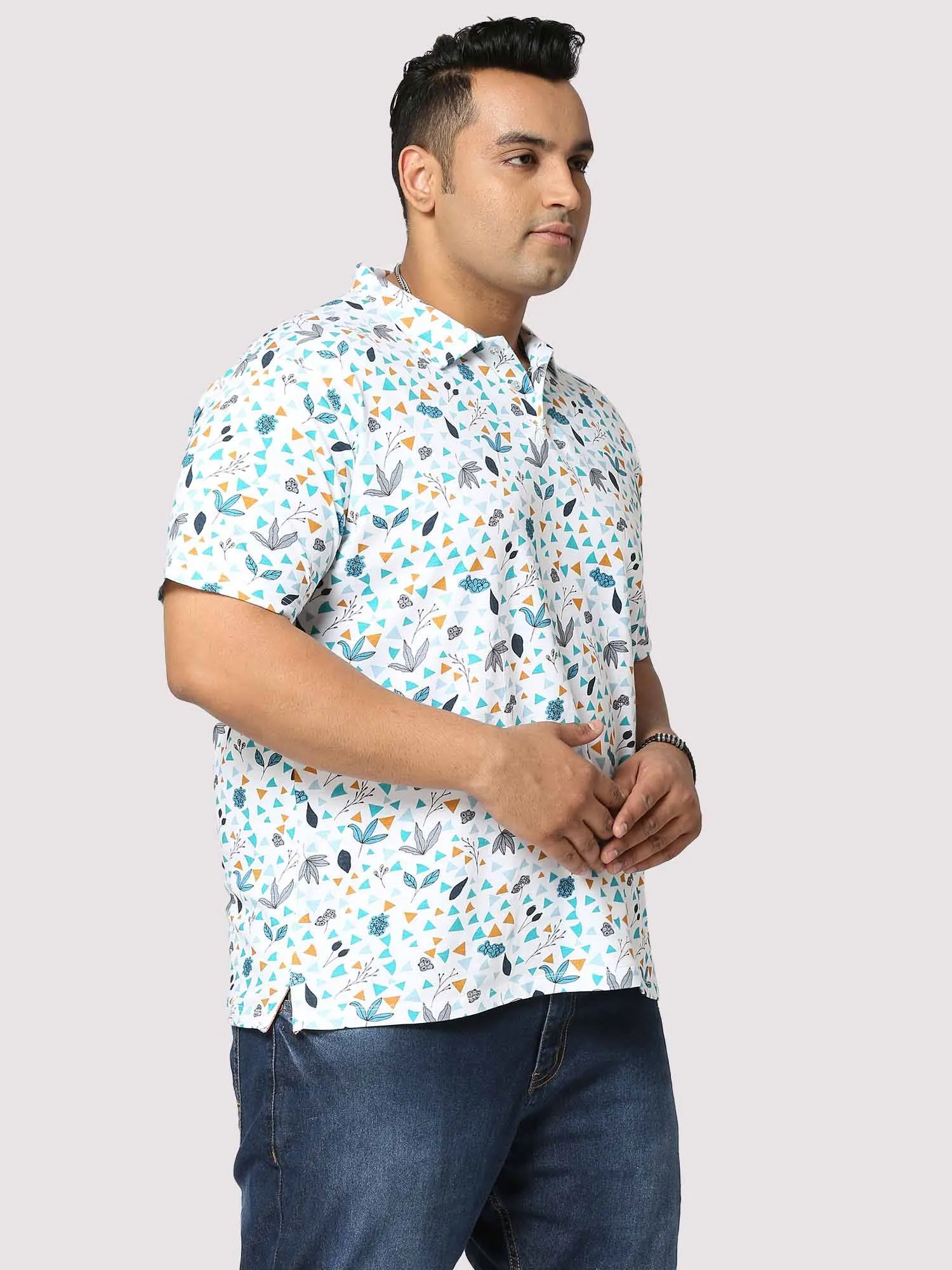 Guniaa Glider Digital Printed Half-Sleeves Shirt Men's Plus Size