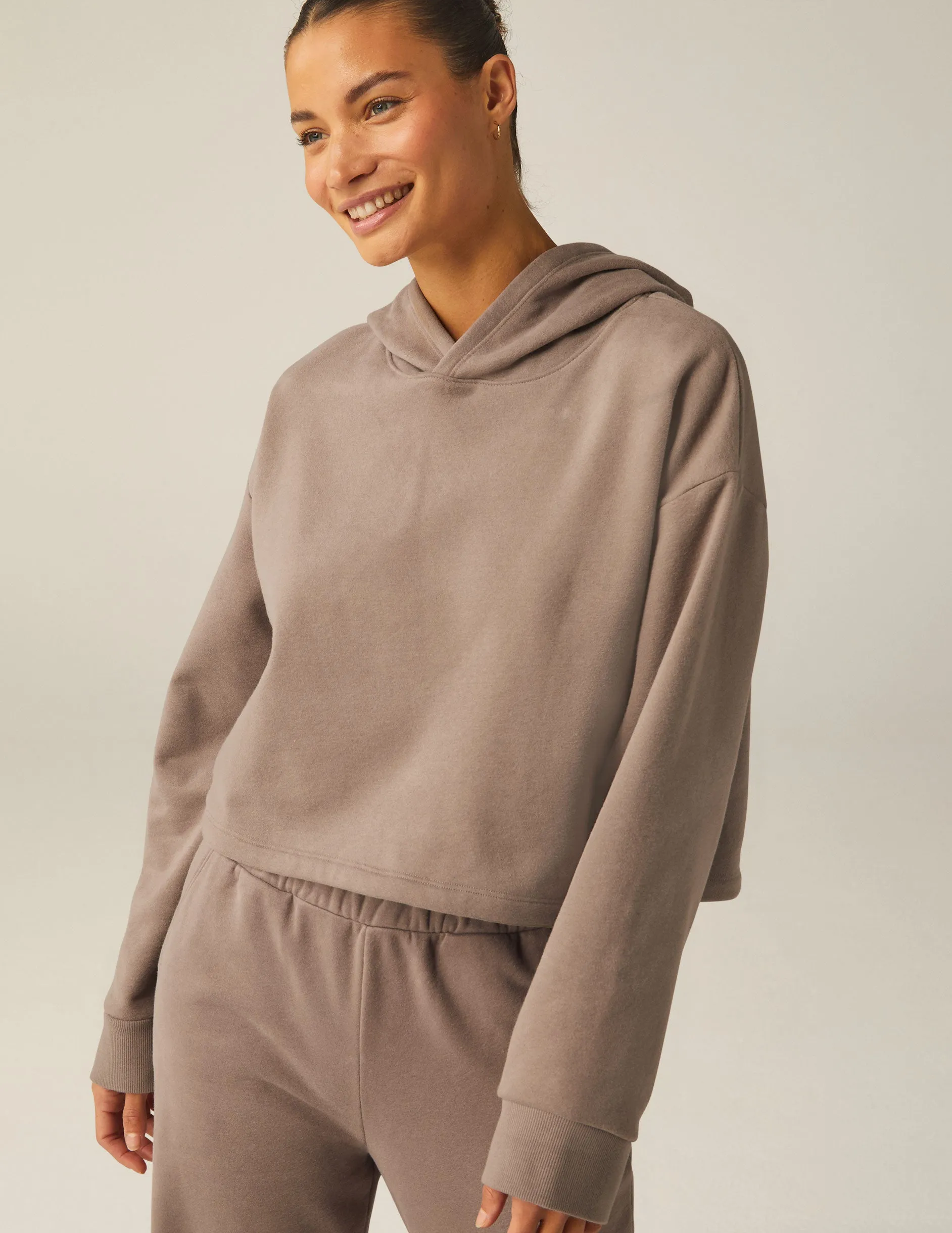 Happiness Fleece Cropped Hoodie