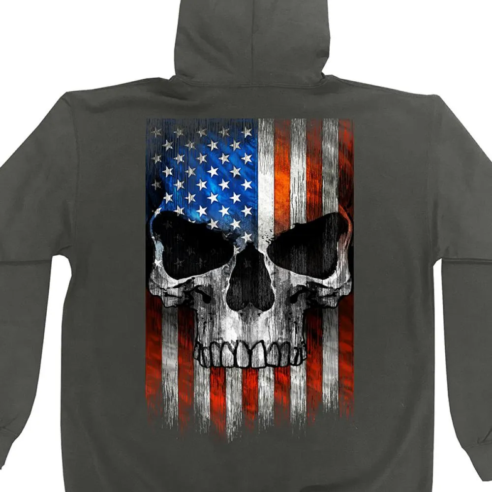 Hot Leathers GMZ4489 Men’s Patriotic Skull Charcoal Zip Up Hoodie