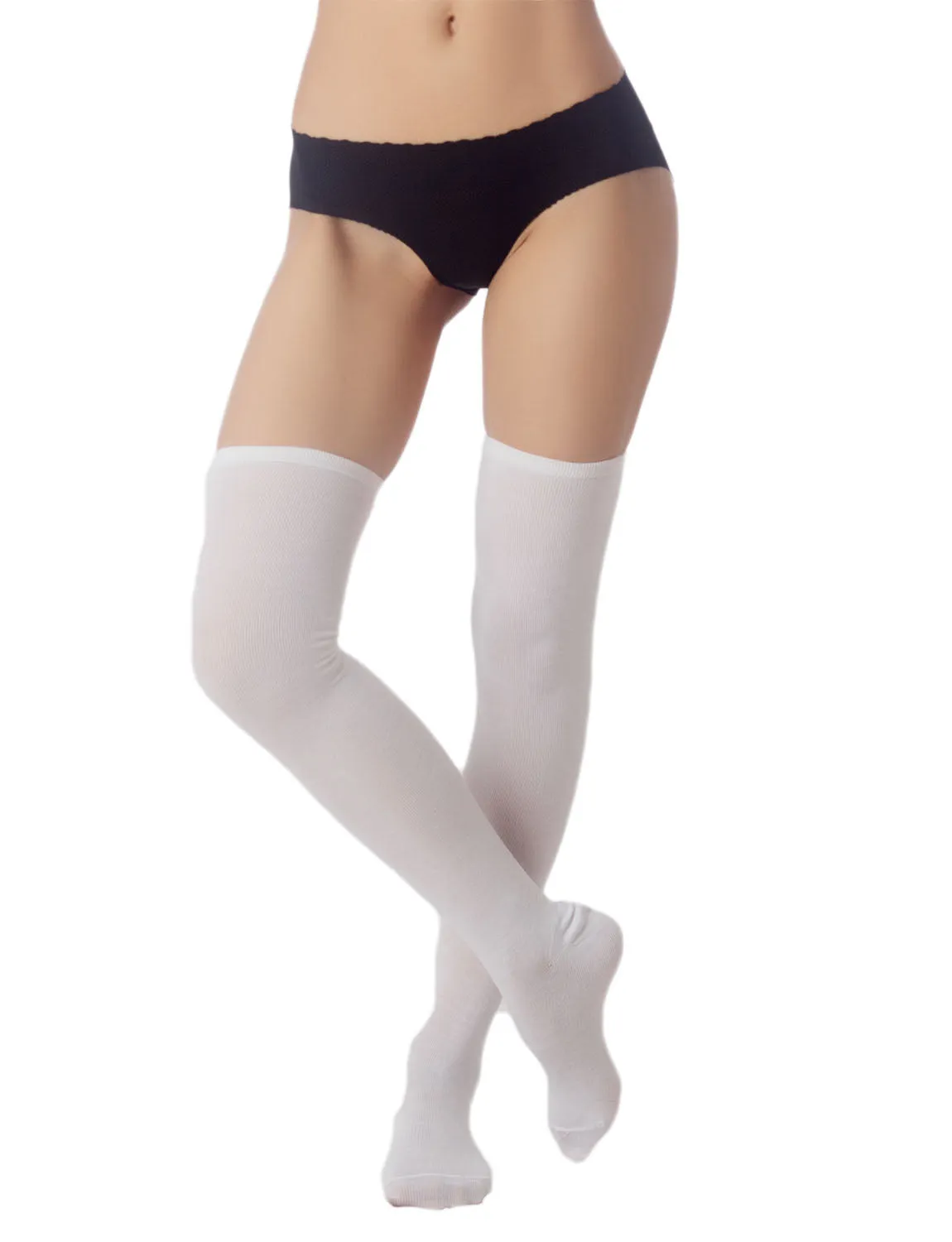 iB-iP Women's Navy Stripes Sports Football Style Hold-up Thigh High Long Socks