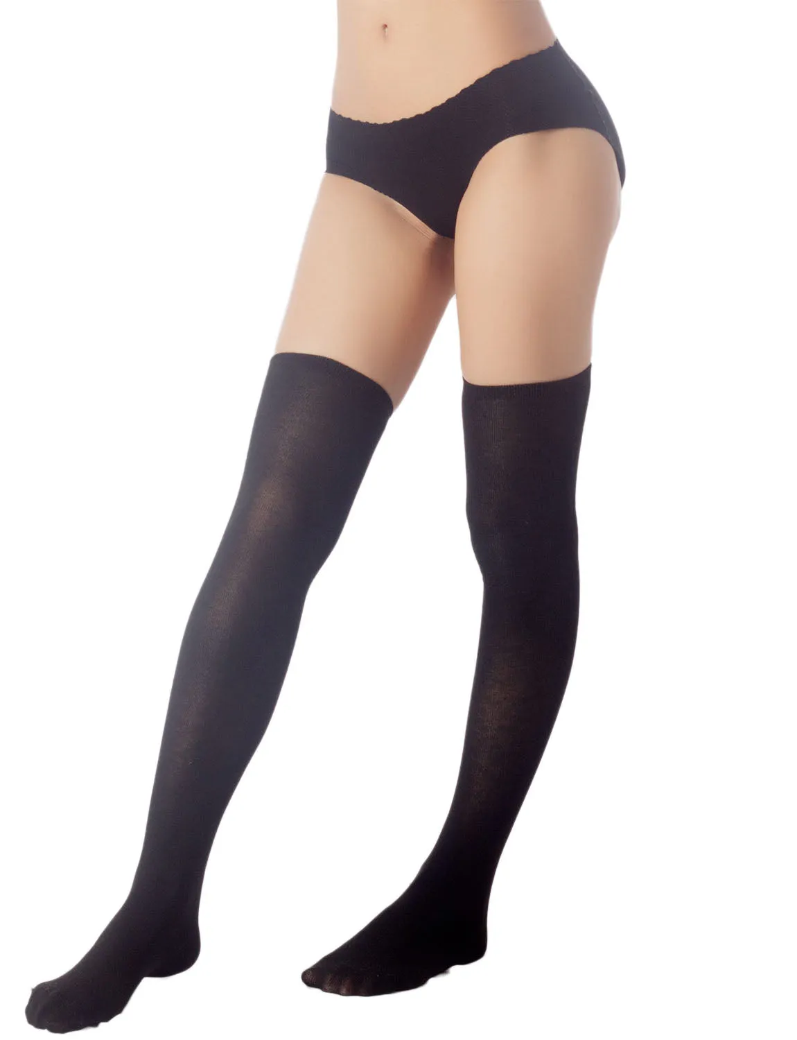 iB-iP Women's Navy Stripes Sports Football Style Hold-up Thigh High Long Socks