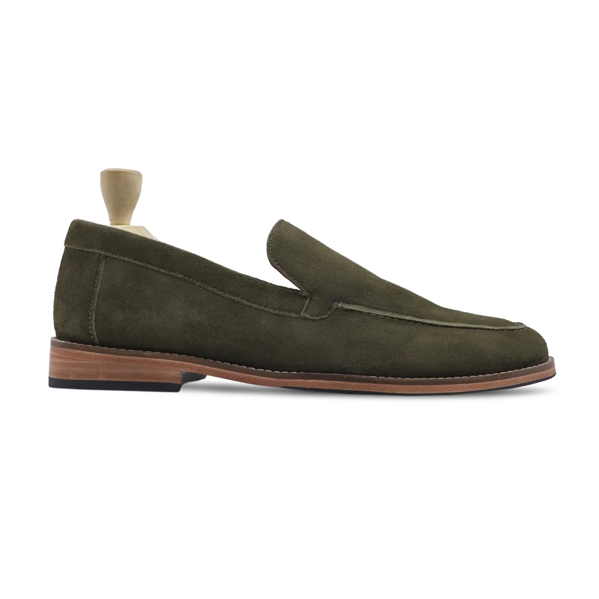 Lub - Men's Olive green Kid Suede Loafer