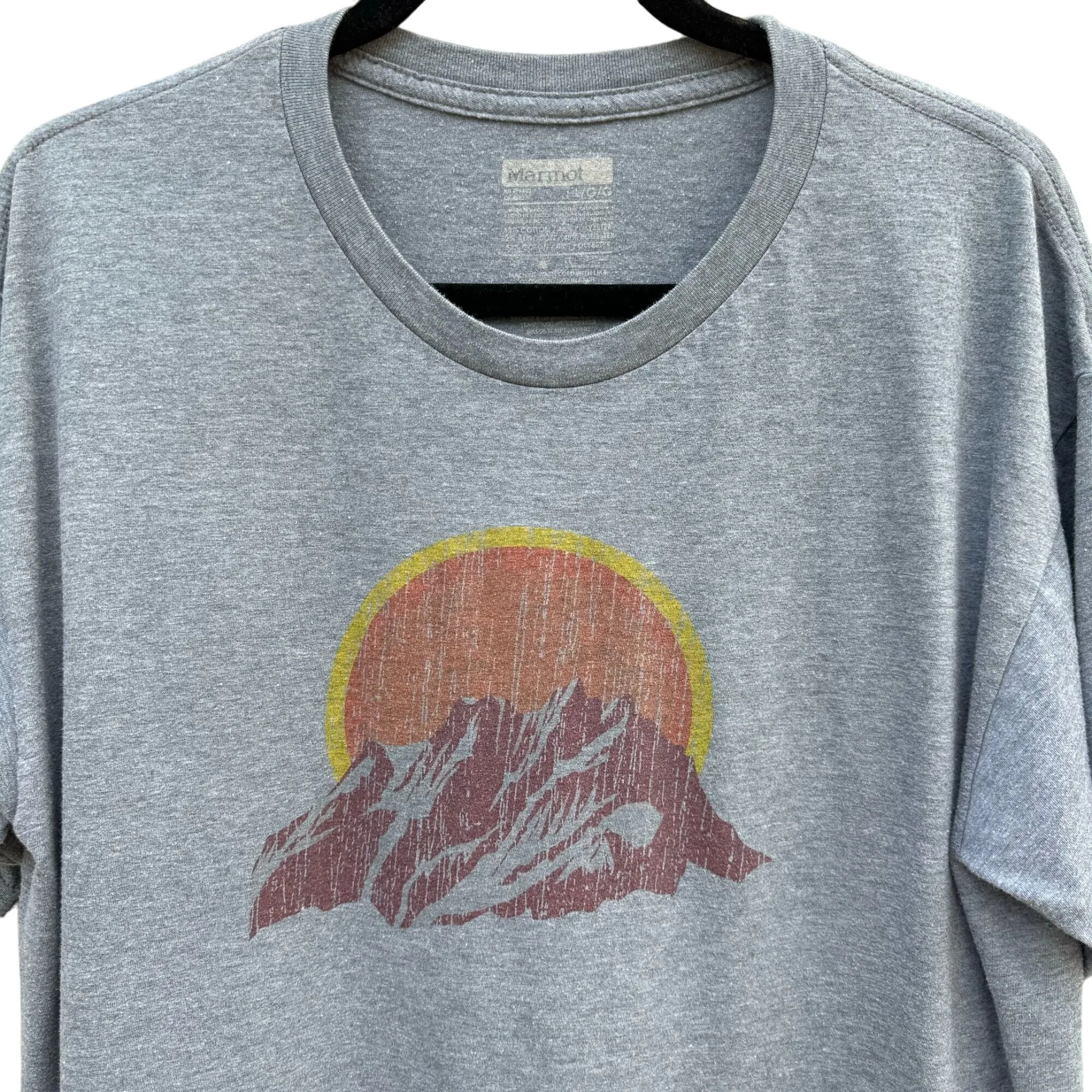 Marmot Mens Gray Mountain Graphic Print Crew Neck Short Sleeve Tee Shirt - Large