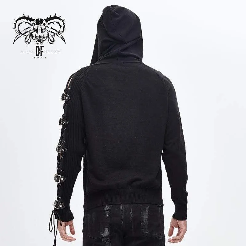 Men's Lace-up Belts Spliced Sweaters&Hoodies