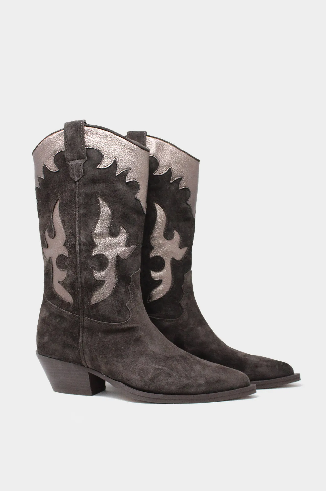 Metallic Cowboy Boots | Charcoal