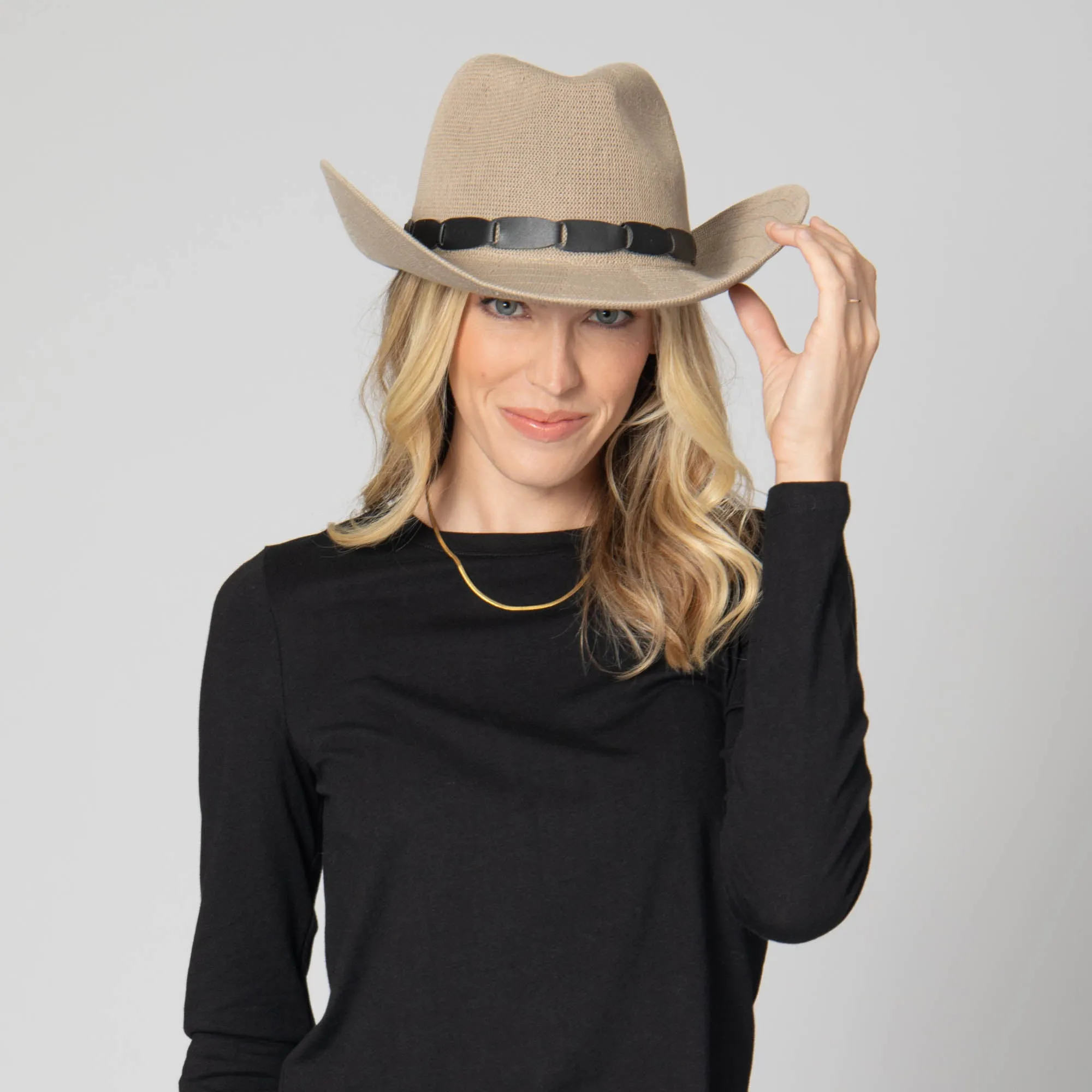 Norma - Pinch Crown Cowboy with Faux Leather Linked Band