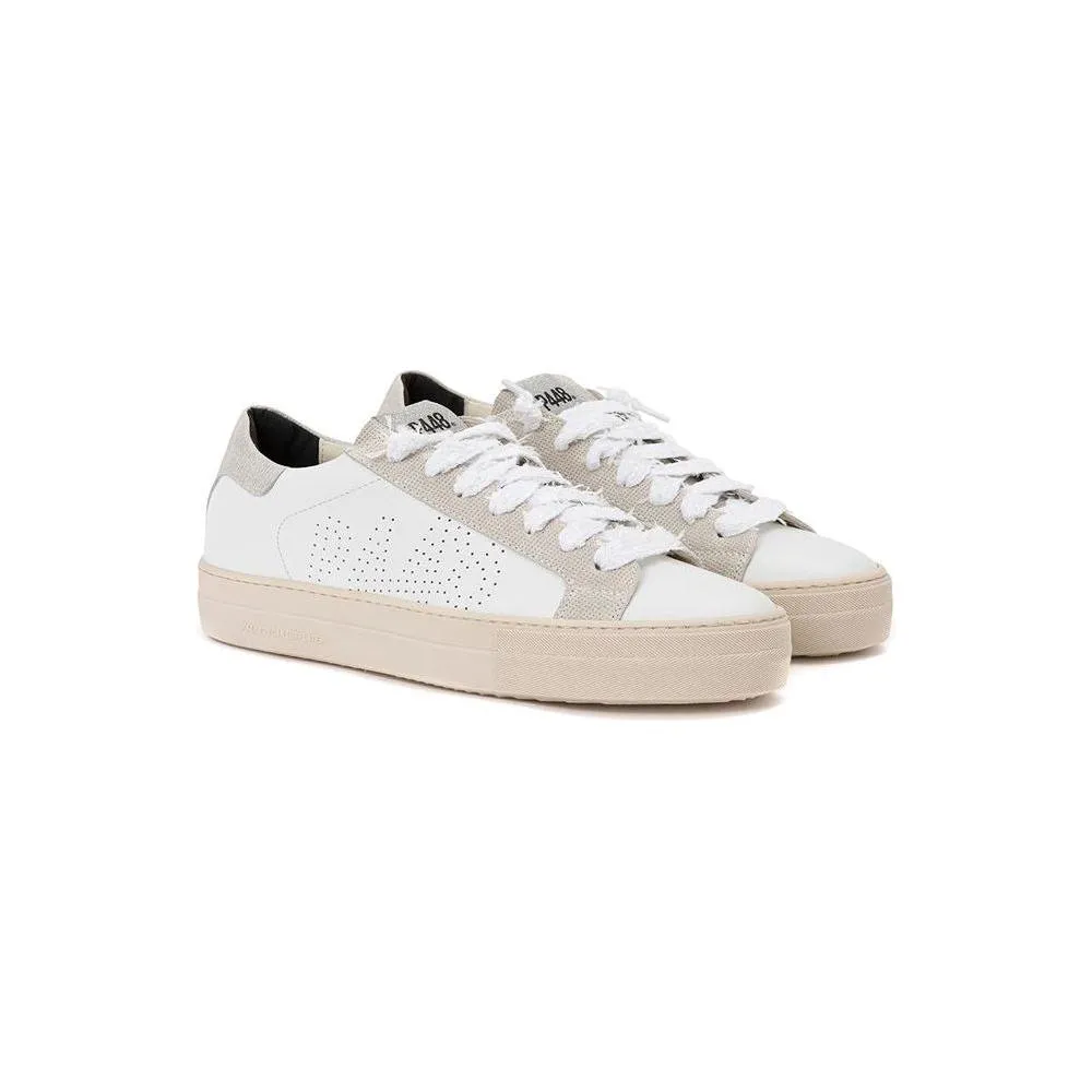 P448 Elegant White Leather Sneakers