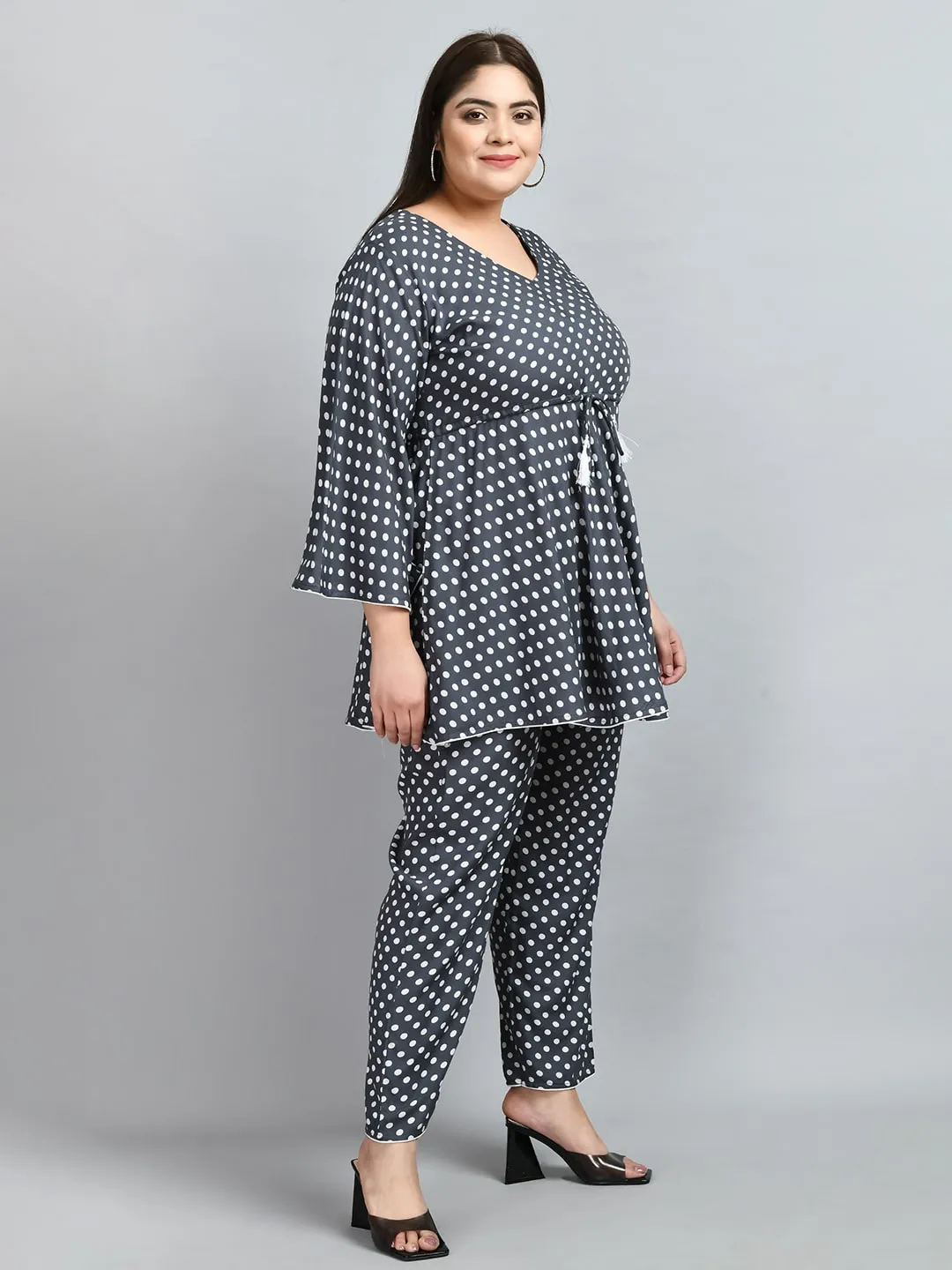 Plus Size Polka Dot Grey Co-ord set