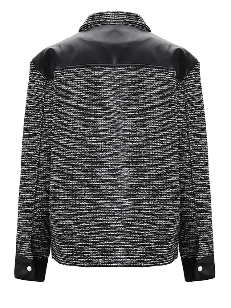 Pre Order:  Panel Faux Leather Spliced Jacket