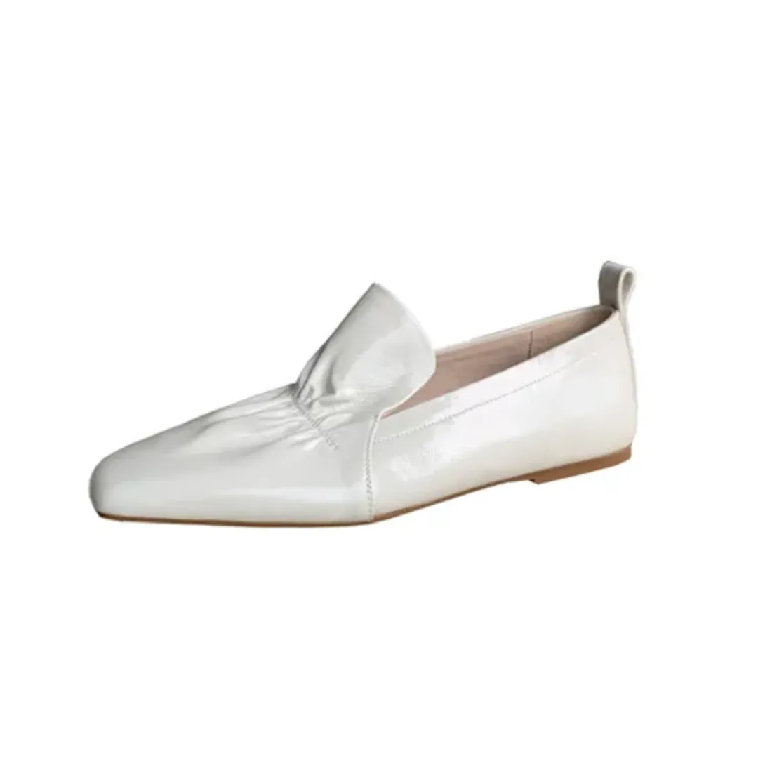 Pre Order:  Square Toe Genuine Leather Flat Shoes