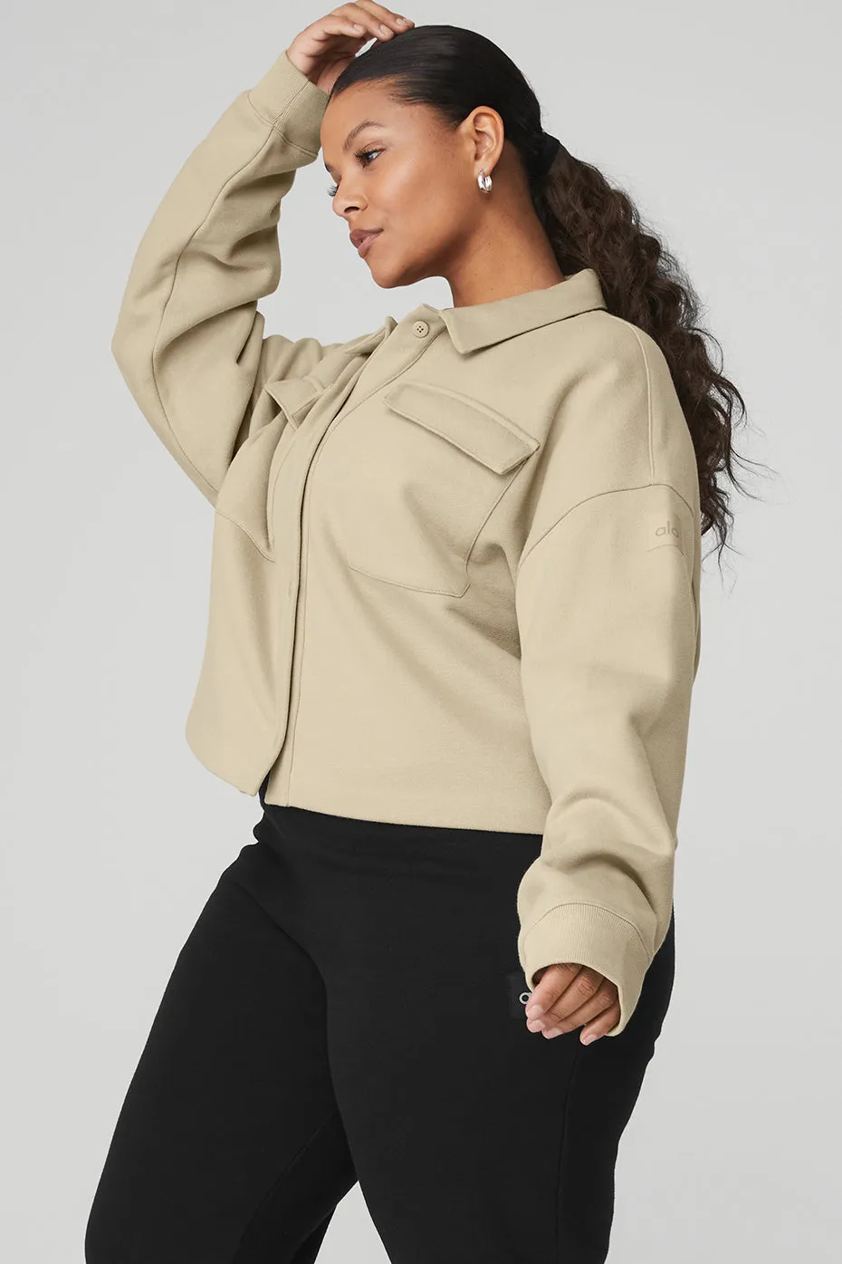 Renown Cropped Button-Up Pullover - California Sand