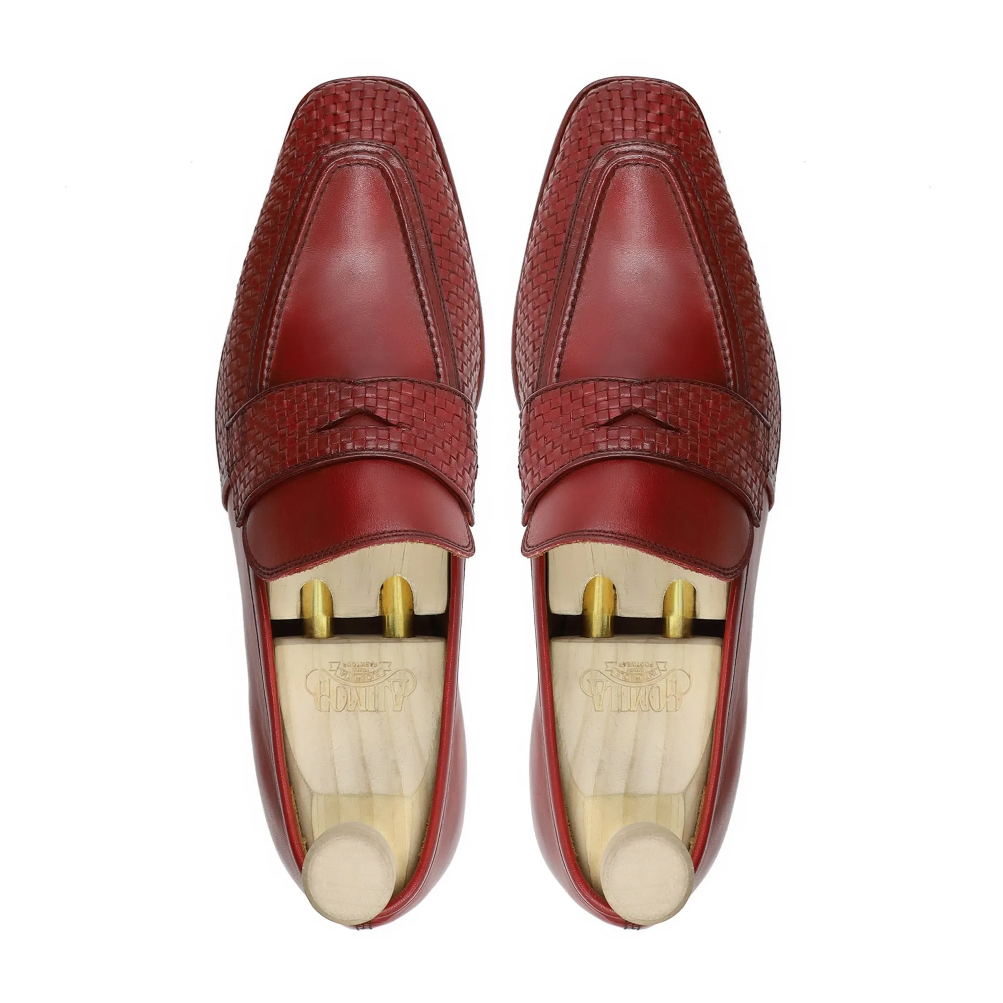 Rhenon -    Men's Oxblood Calf and Hand Woven Calf Leather Loafer