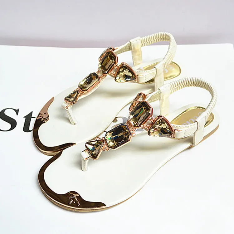 Rhinestone Metal Decor Back Strap Sandals