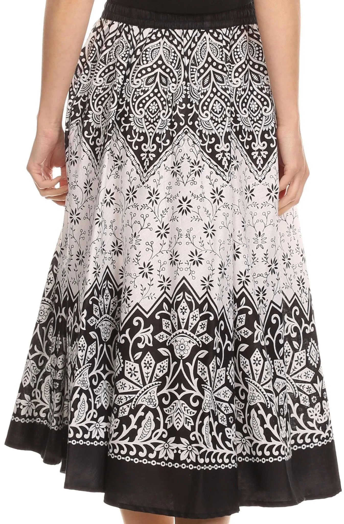 Sakkas Denia Circle Skirt With Floral Printed Designs And Adjustable Waistband