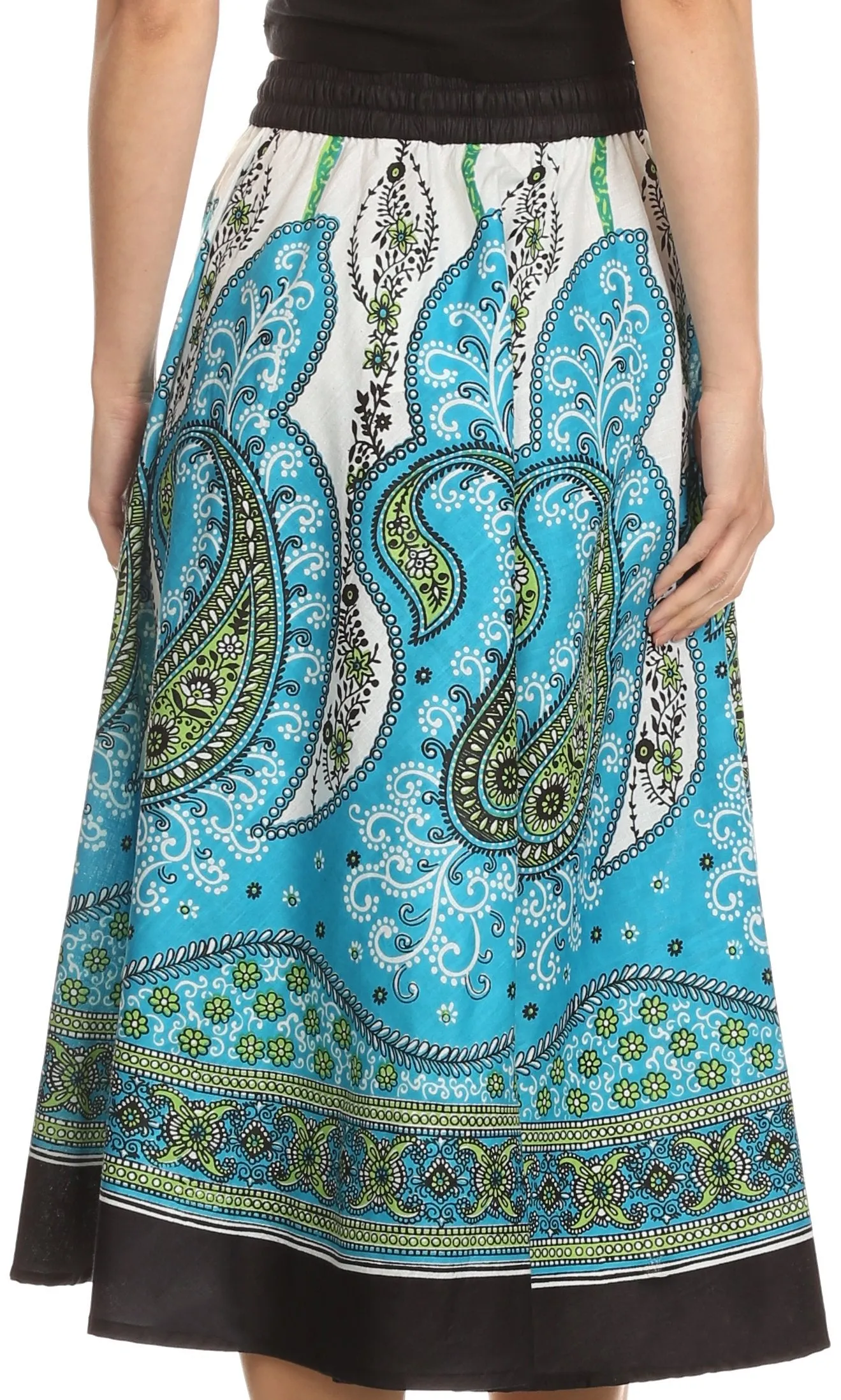 Sakkas Denia Circle Skirt With Floral Printed Designs And Adjustable Waistband