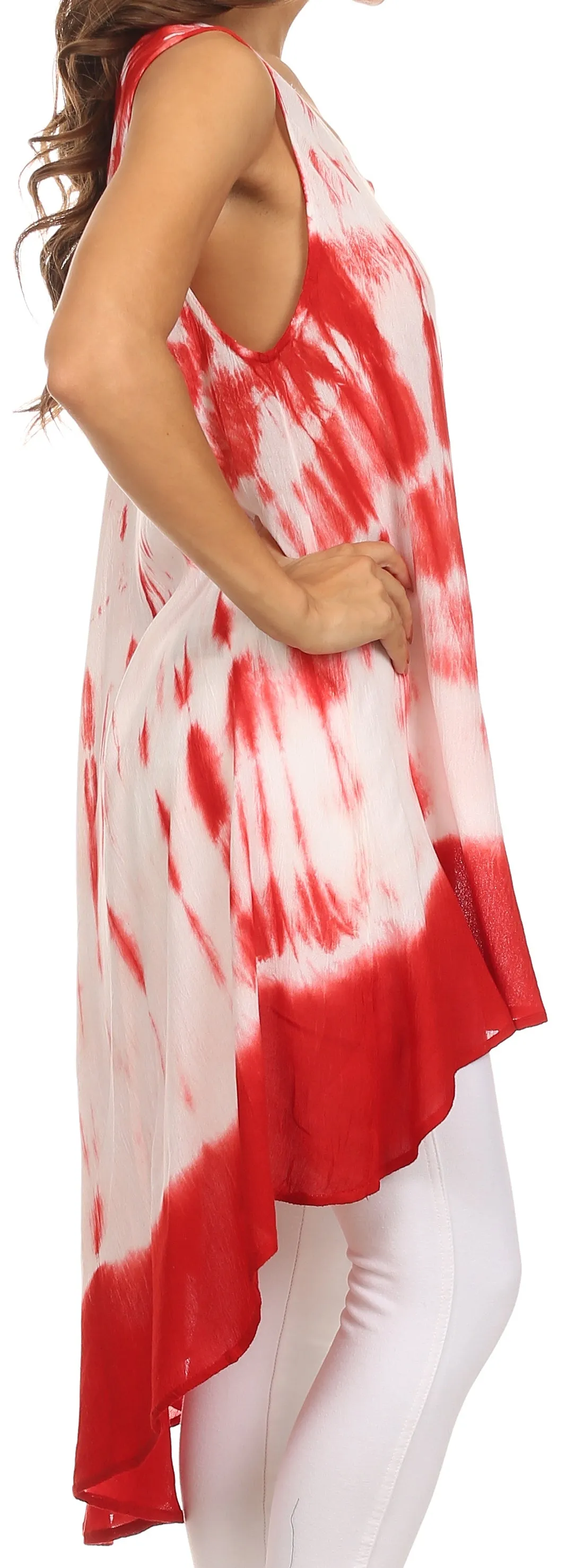 Sakkas Rae Mid Length Tie Dye Hi Low Dress / Cover Up