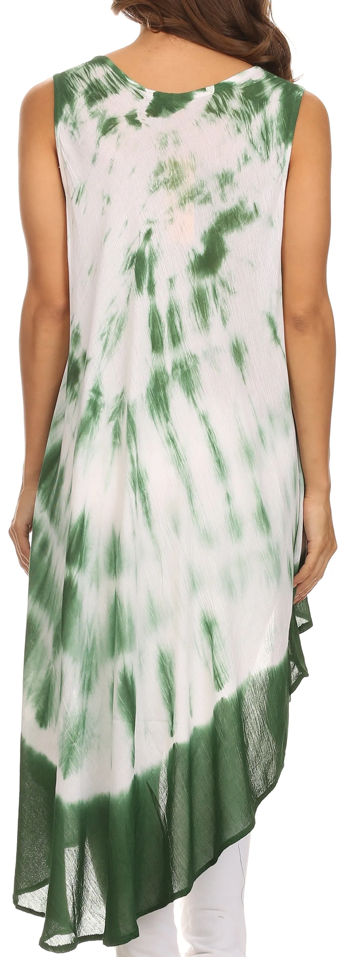 Sakkas Rae Mid Length Tie Dye Hi Low Dress / Cover Up