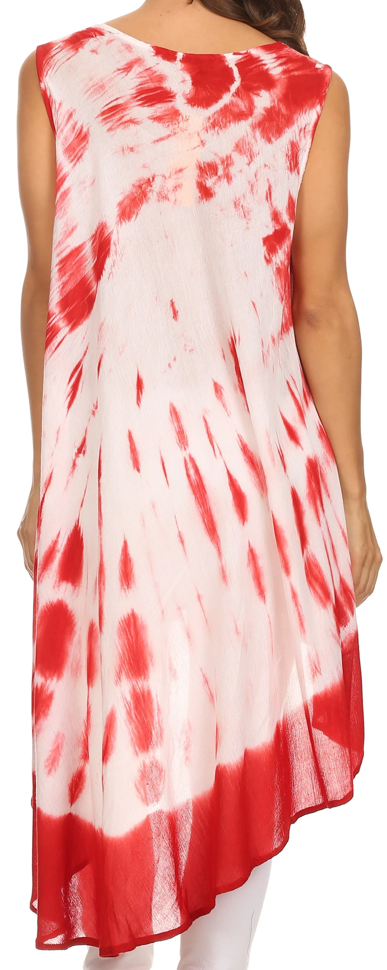 Sakkas Rae Mid Length Tie Dye Hi Low Dress / Cover Up