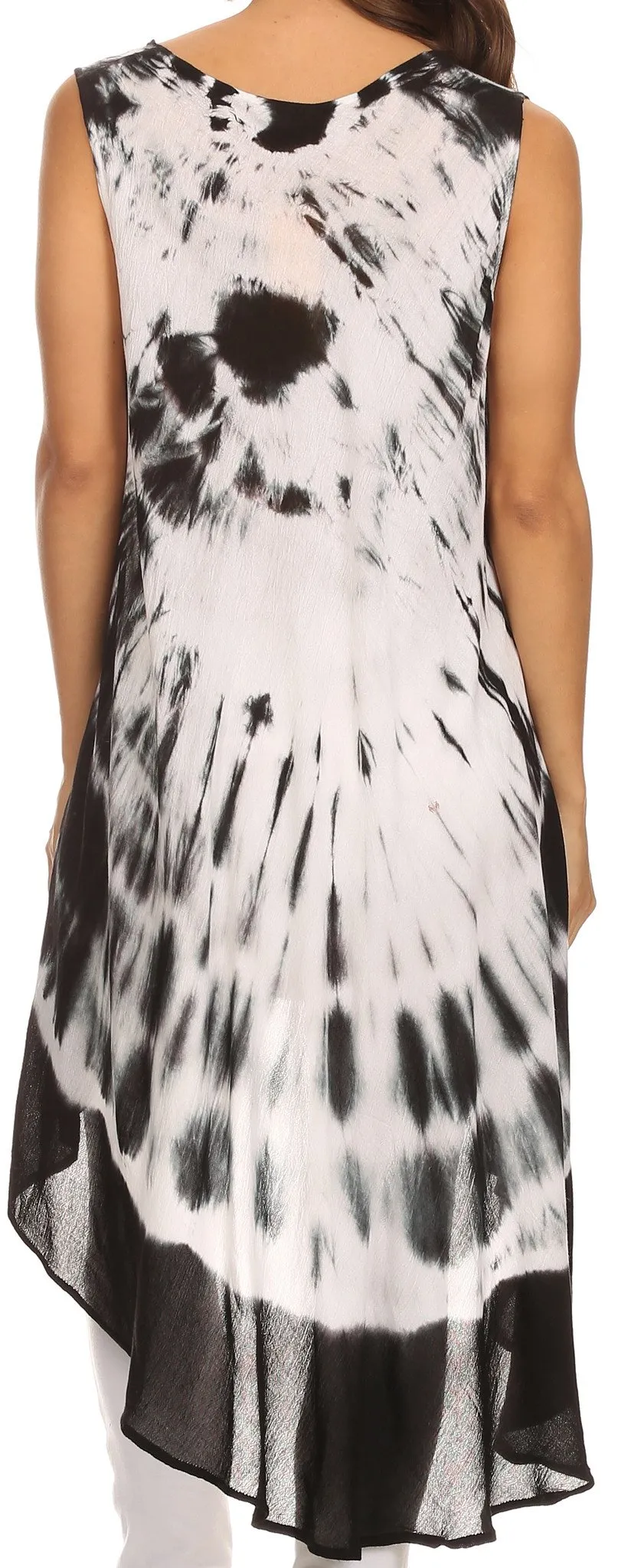 Sakkas Rae Mid Length Tie Dye Hi Low Dress / Cover Up