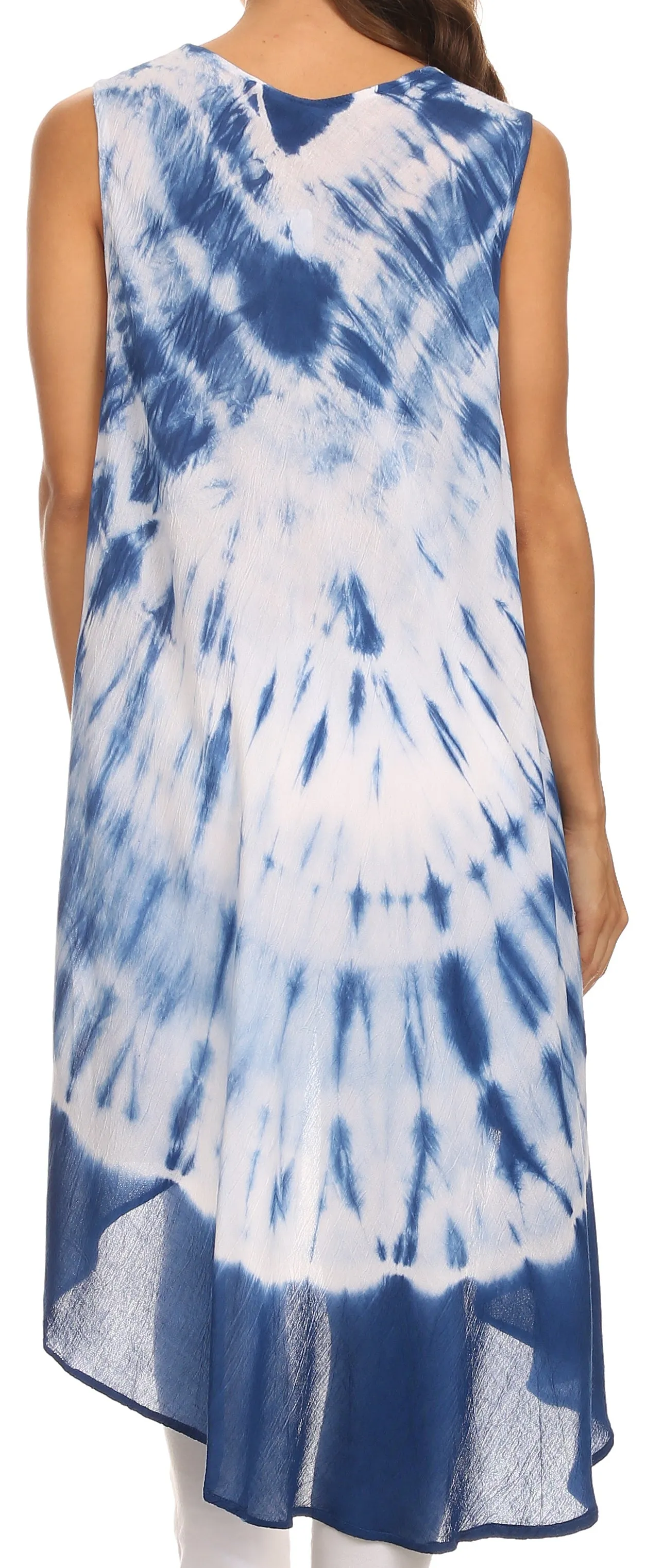 Sakkas Rae Mid Length Tie Dye Hi Low Dress / Cover Up