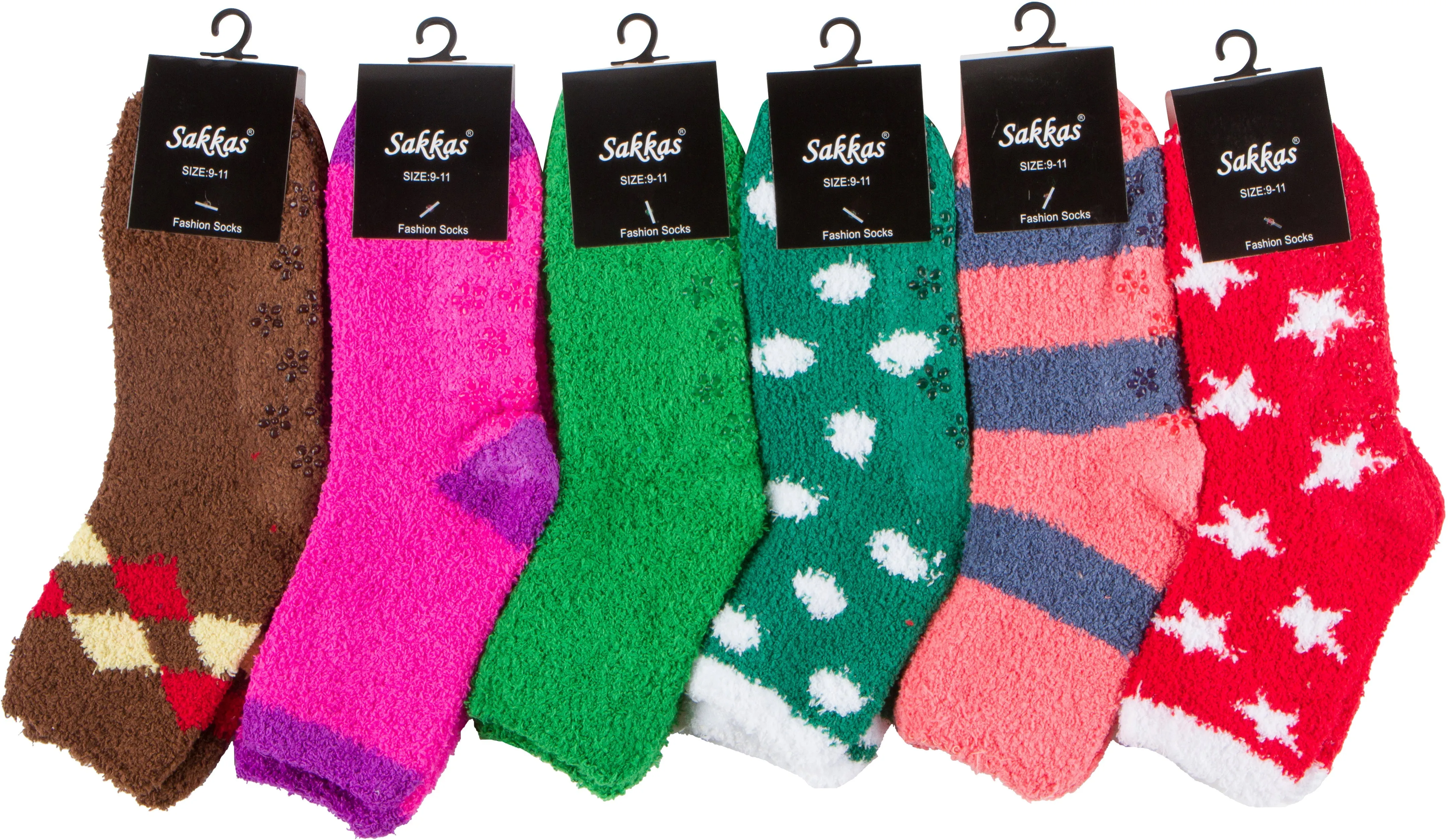 Sakkas Super Soft Anti-Slip Fuzzy Ankle Socks Value Assorted 6-Pack