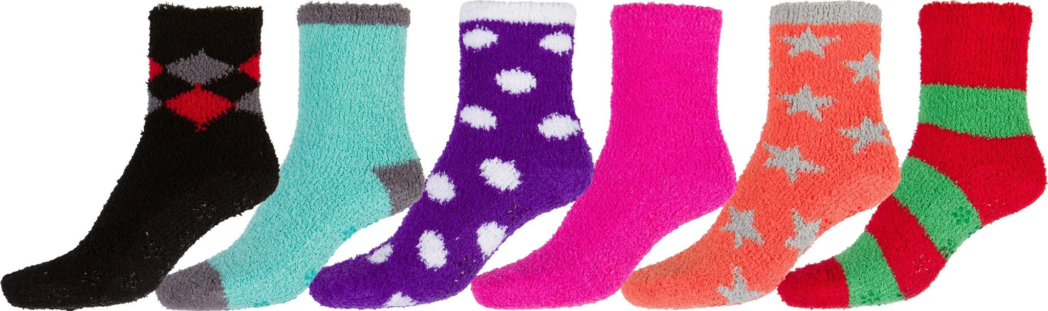 Sakkas Super Soft Anti-Slip Fuzzy Ankle Socks Value Assorted 6-Pack